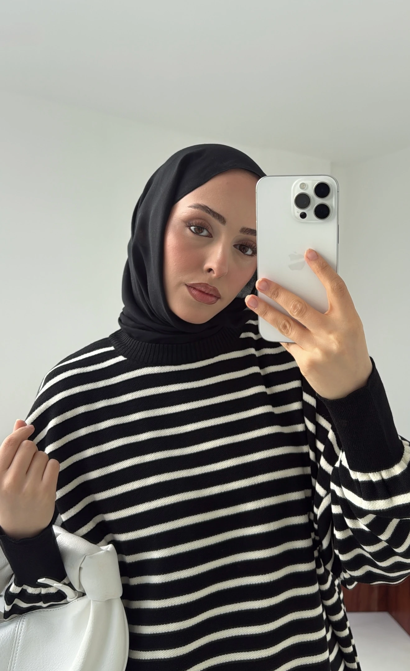 Çizgili Triko Kazak Siyah