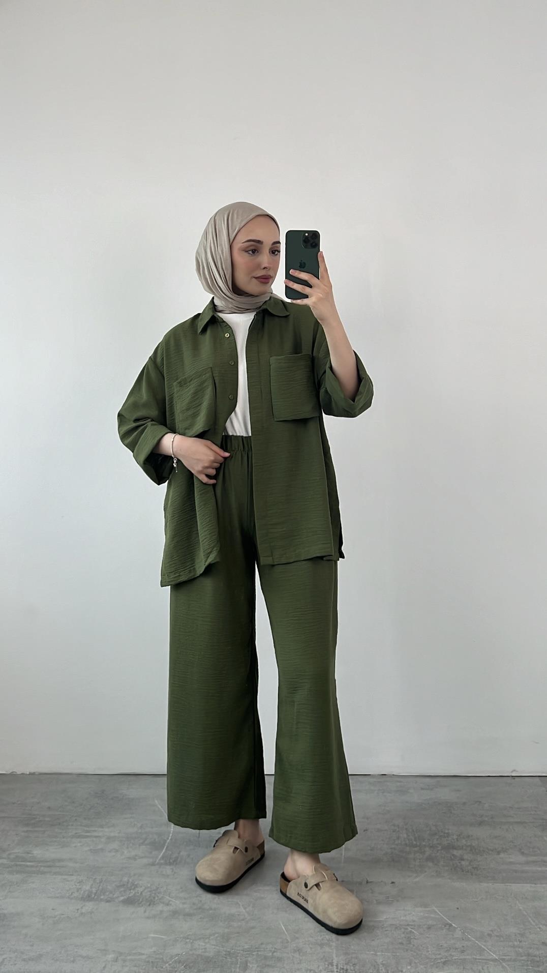 Torba Cep Gömlek Pantolon Takım Yeşil