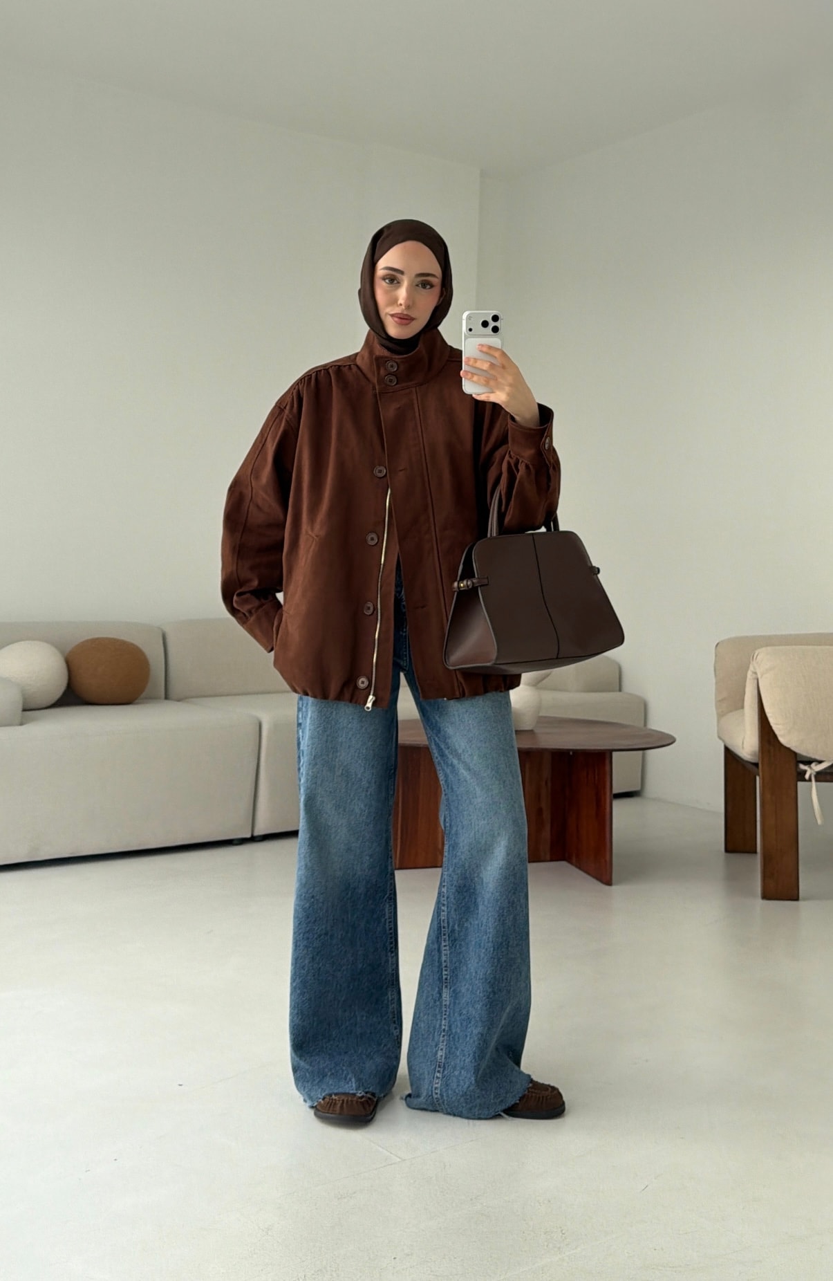 Bomber Gabardin Ceket Kahve