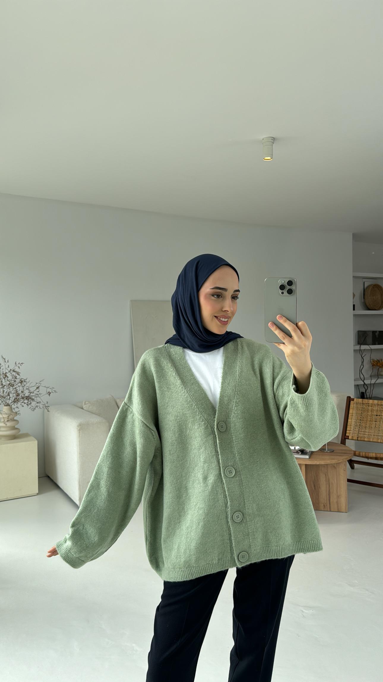 Oversize Yünlü Triko Hırka