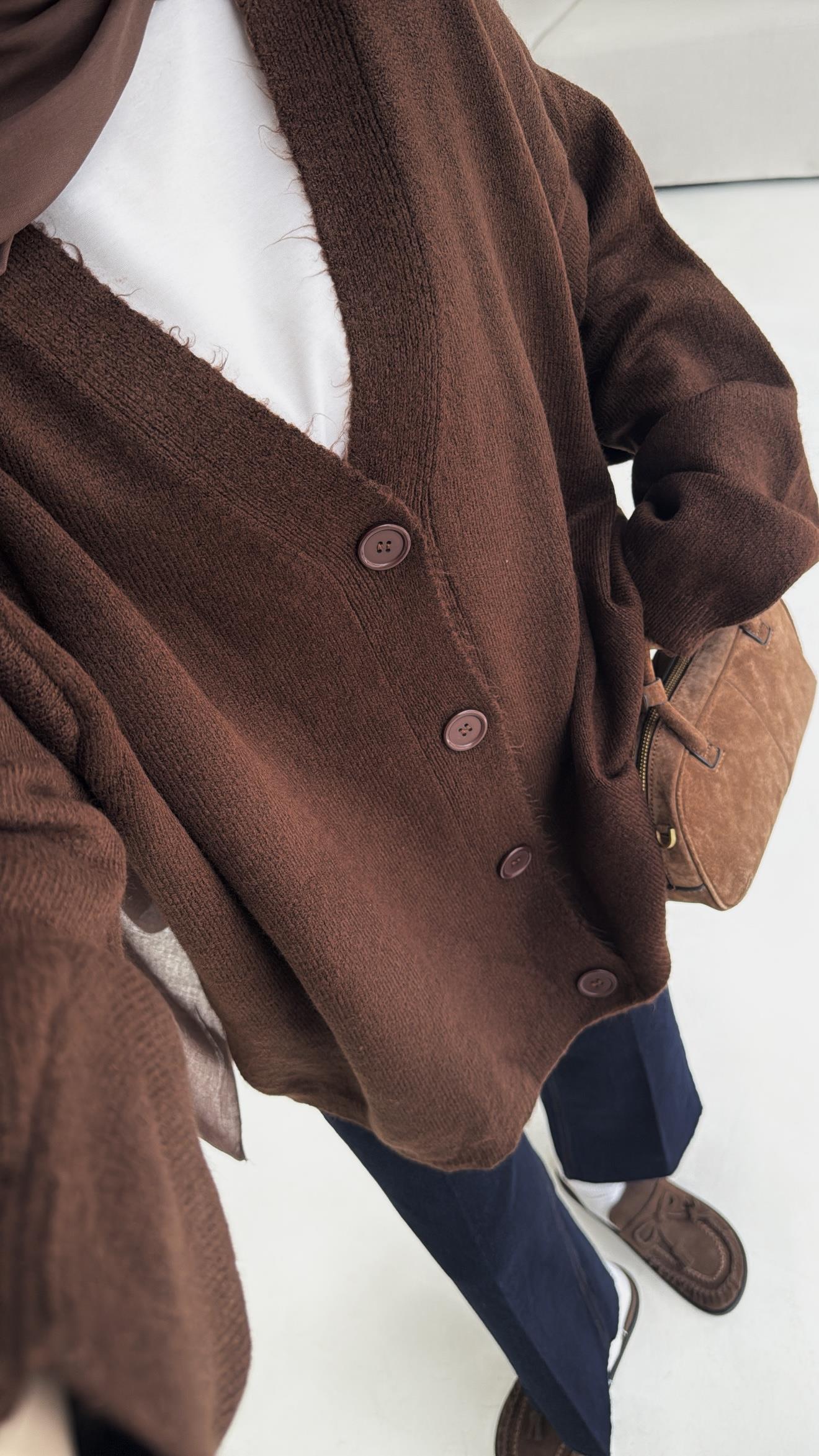 Oversize Yünlü Kazak Kahve