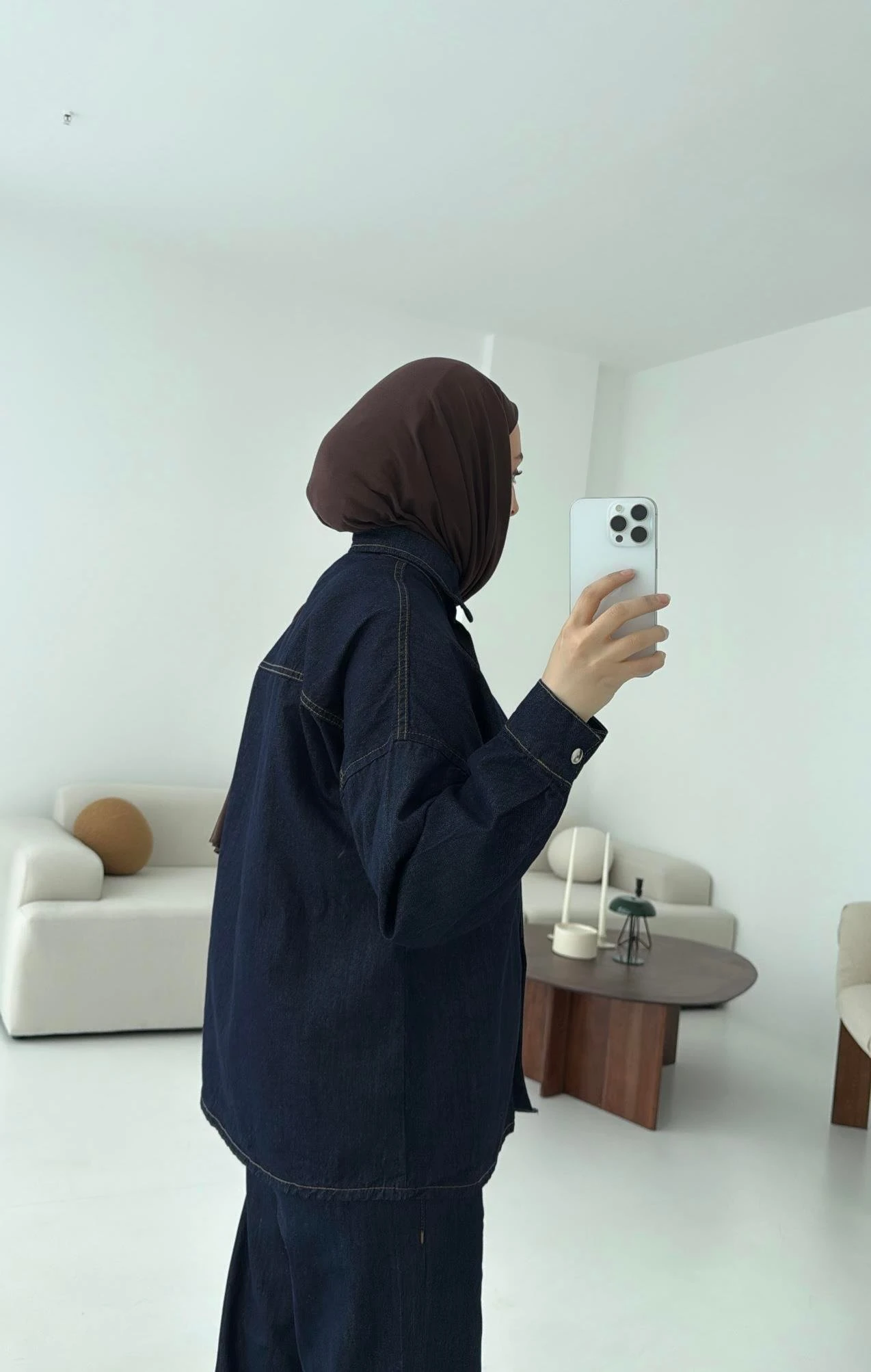 Beli Lastikli Denim Takım