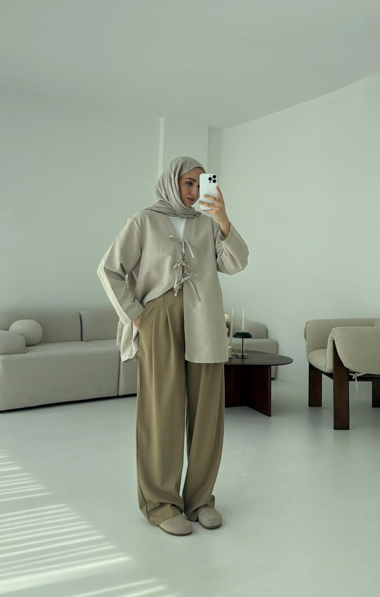 Keten Üç Bağlamalı Kimono Taş