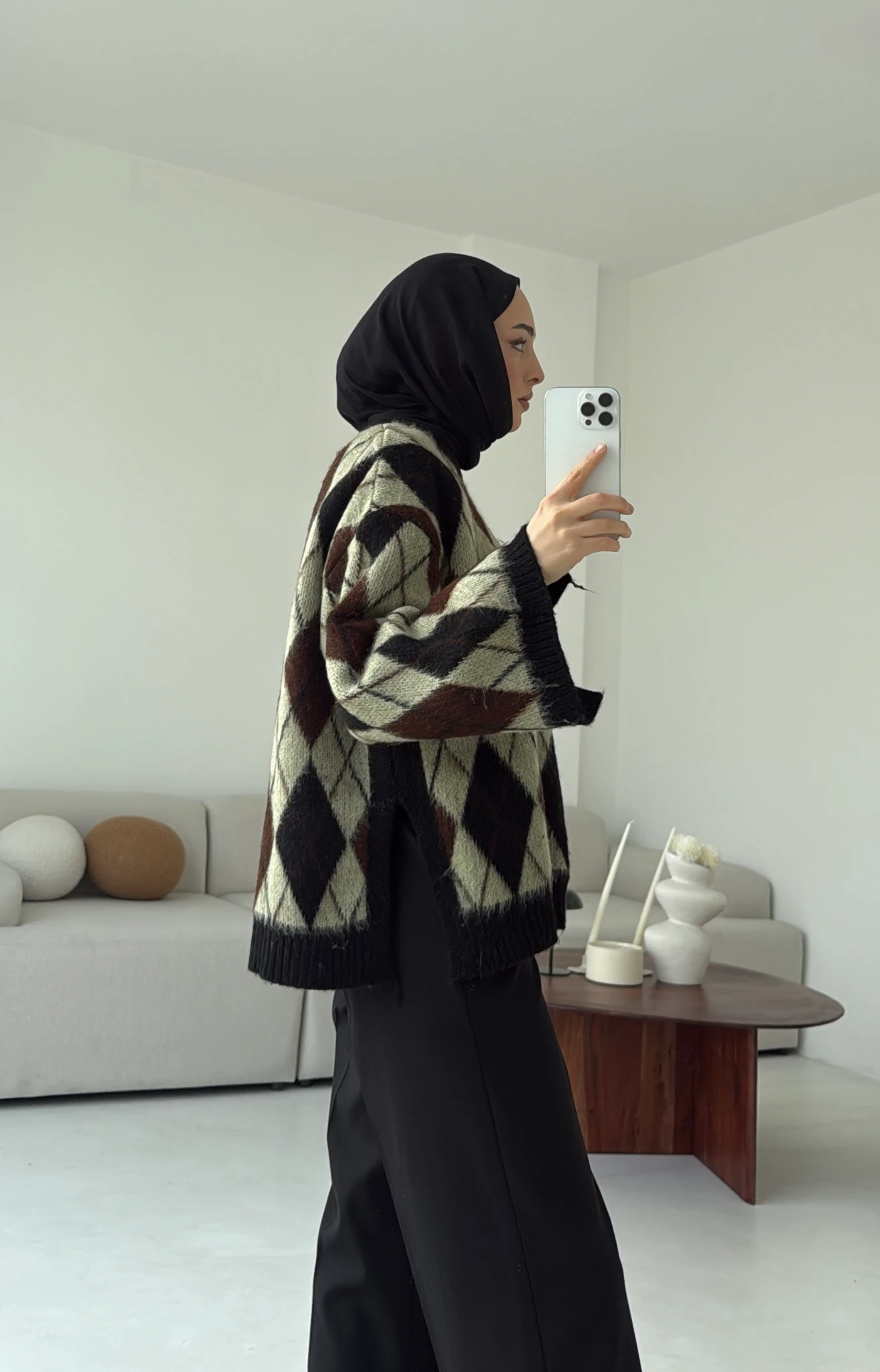 Kolu Yırtmaç Detay Tasarım Kazak Haki