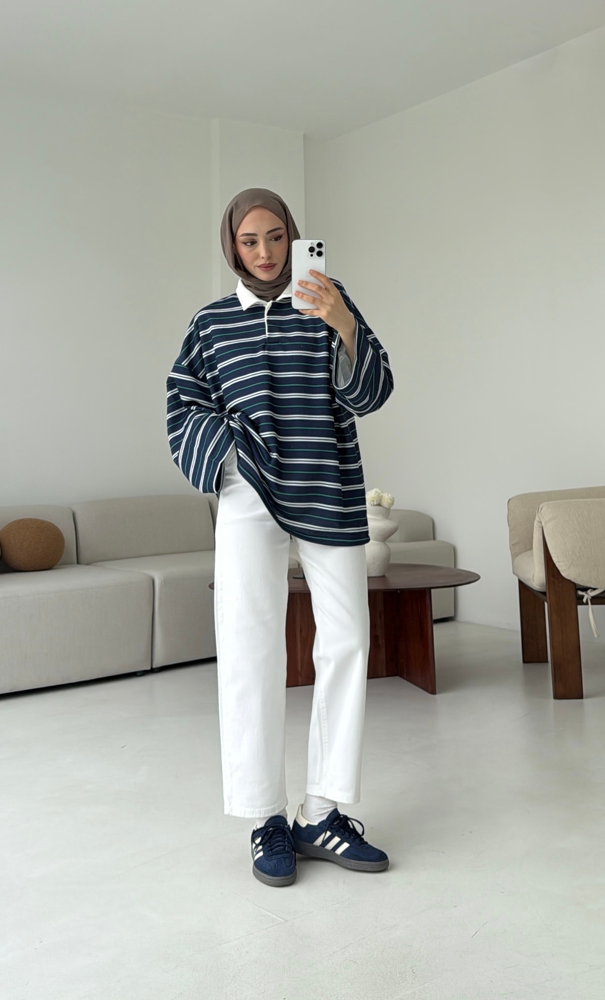 Fleece Polo Yaka Sweatshirt Yeşil