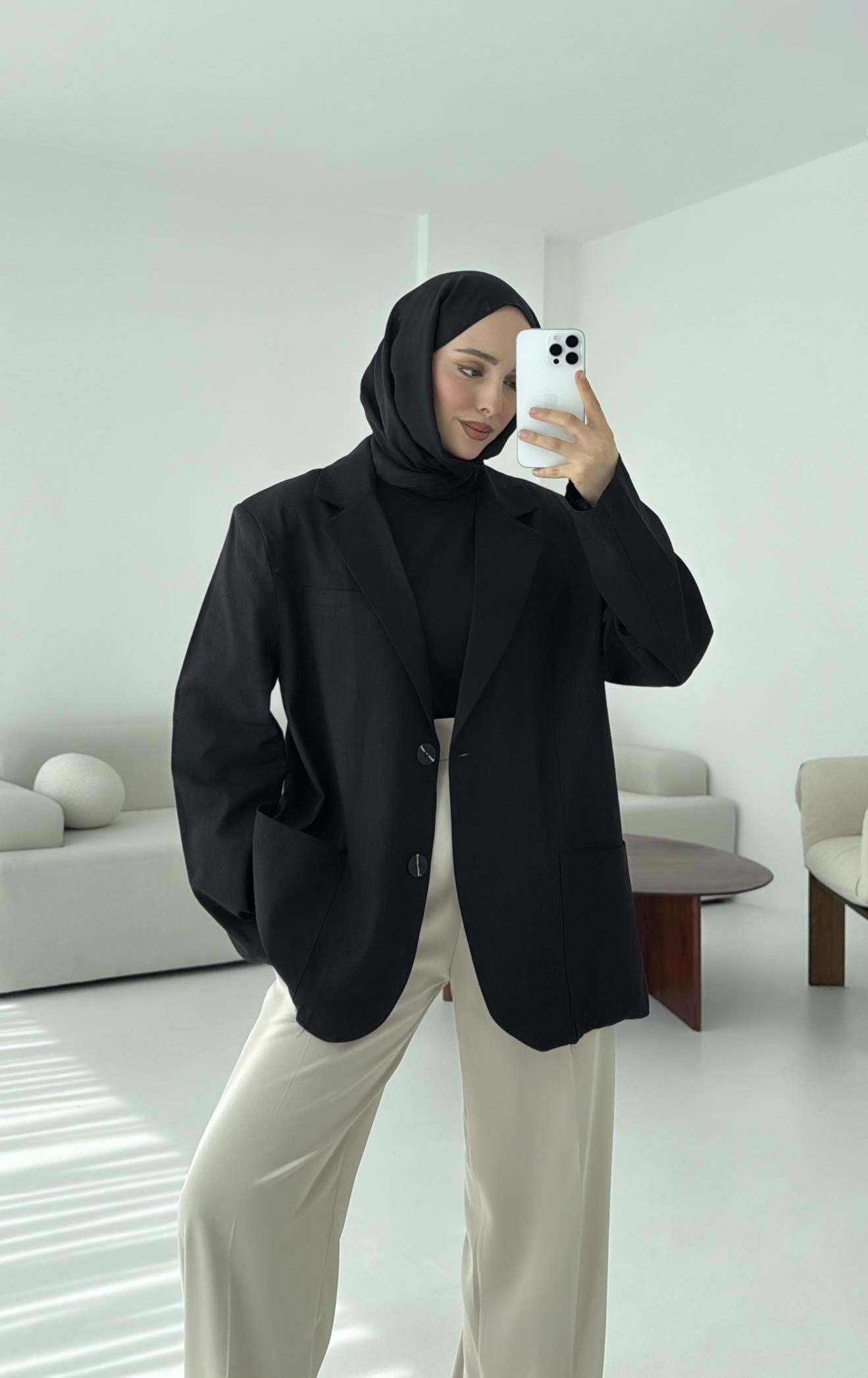 Keten Cepli Ceket Siyah