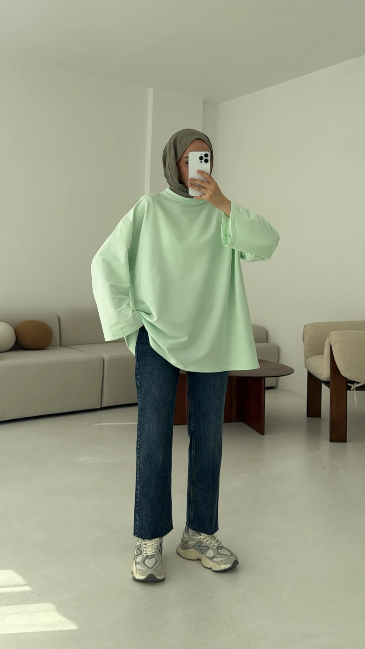 Basic İki İplik Sweat Mint