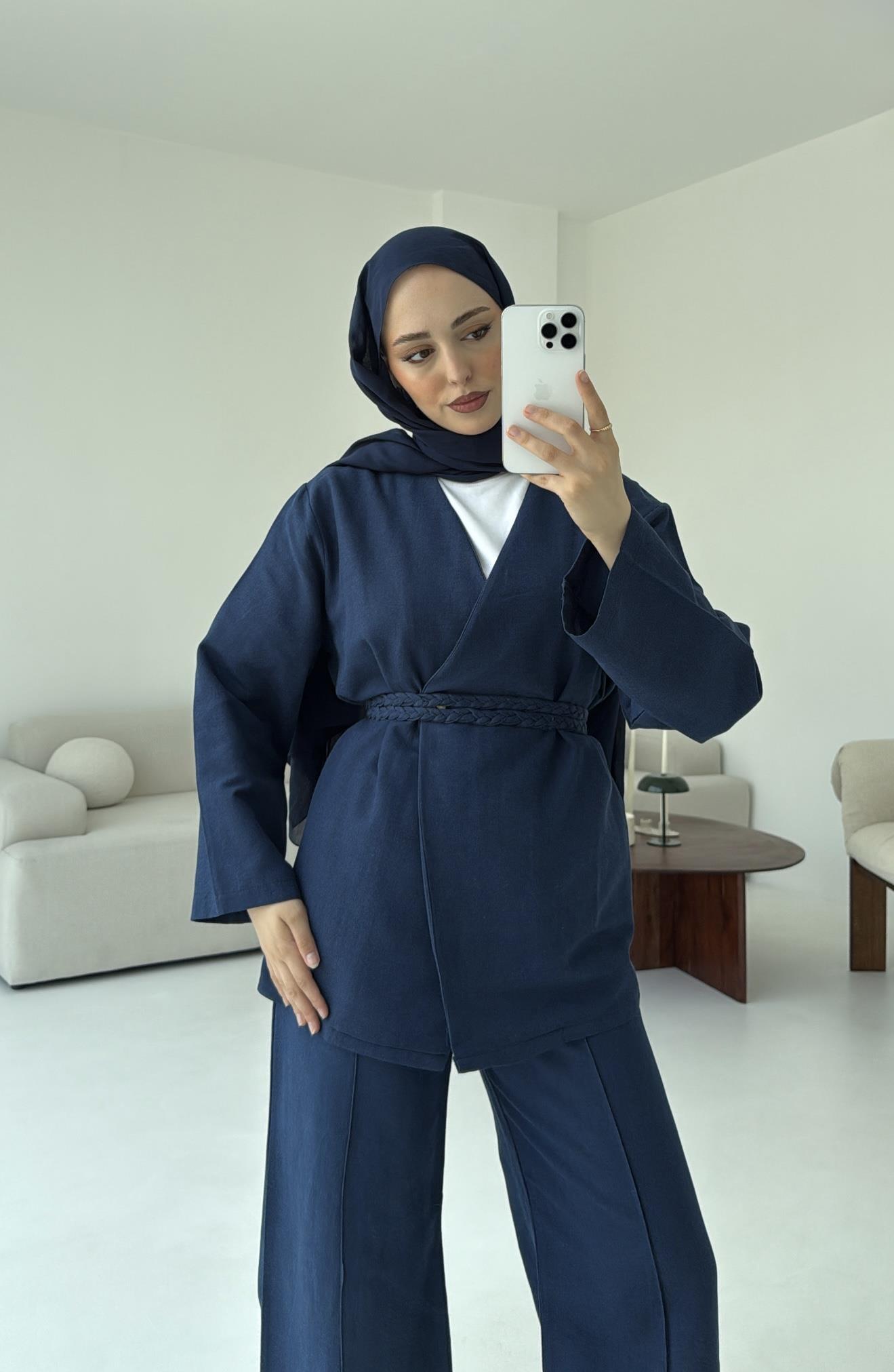 Örgü Kemer Takım Lacivert