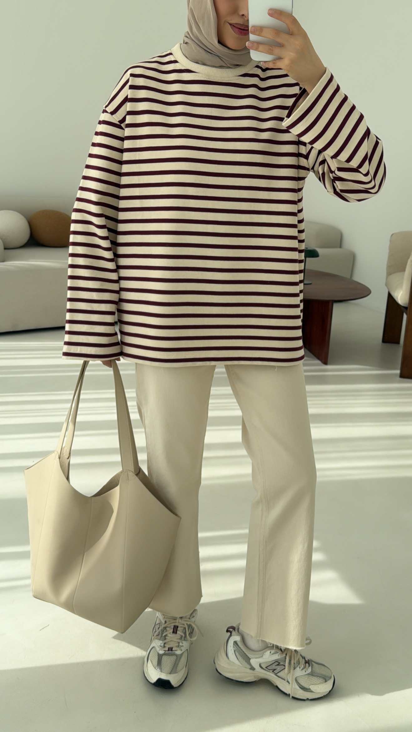 Bordo Çizgili Sweat