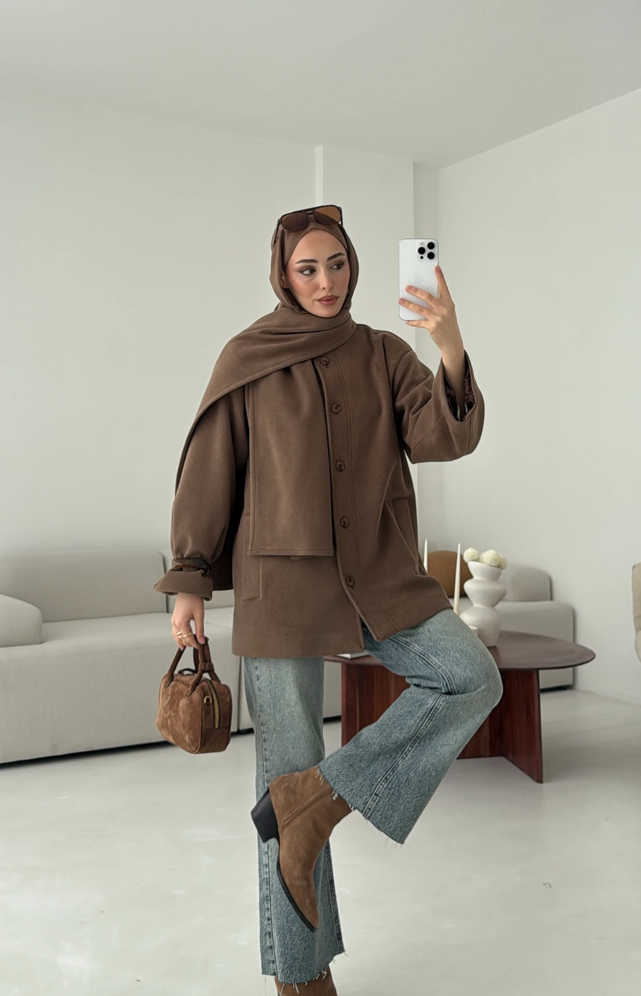 Hakim Yaka Atkılı Ceket/Kaban Camel