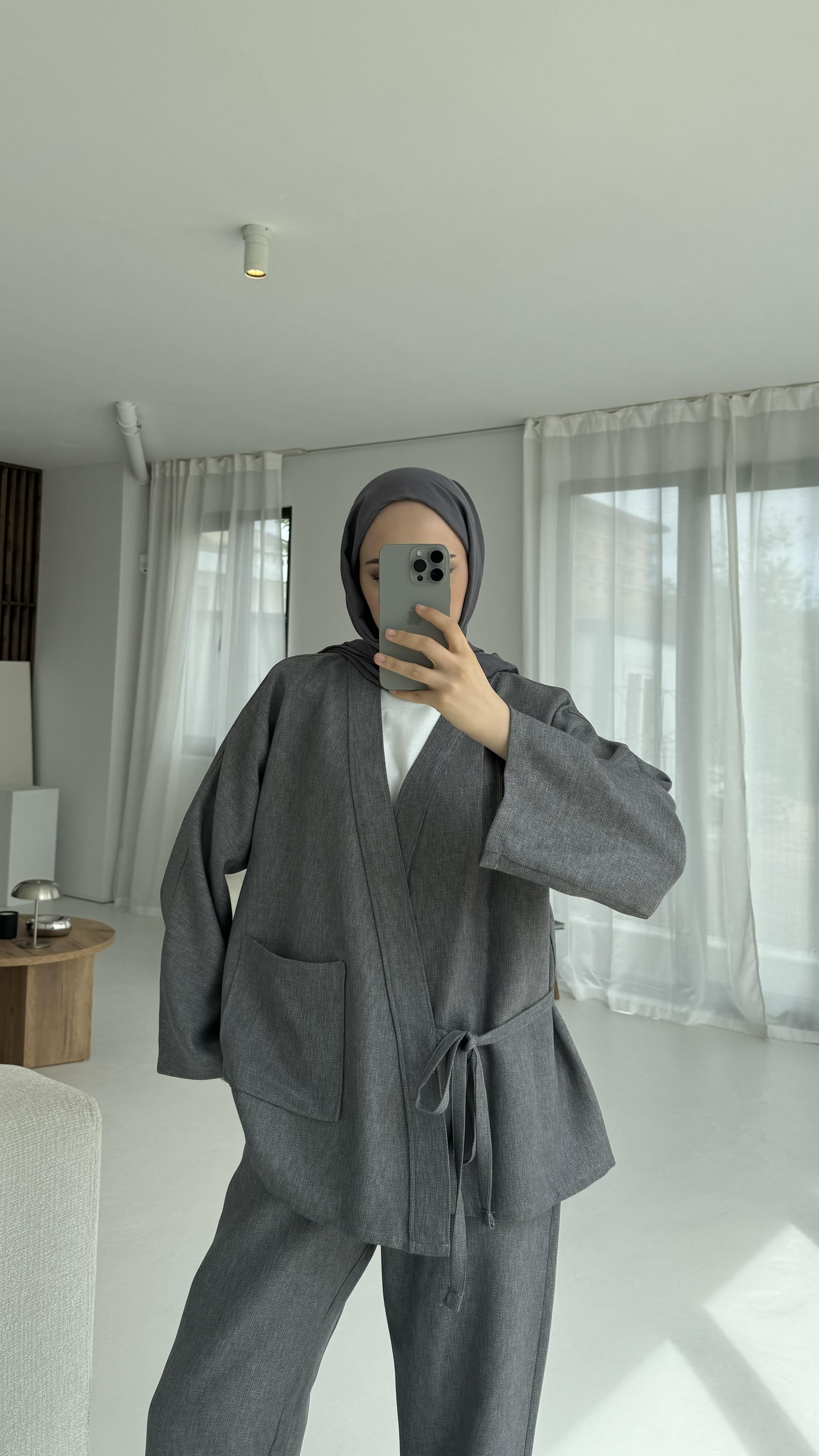 Tek Cepli Mevsimlik Takım Koyu Gri