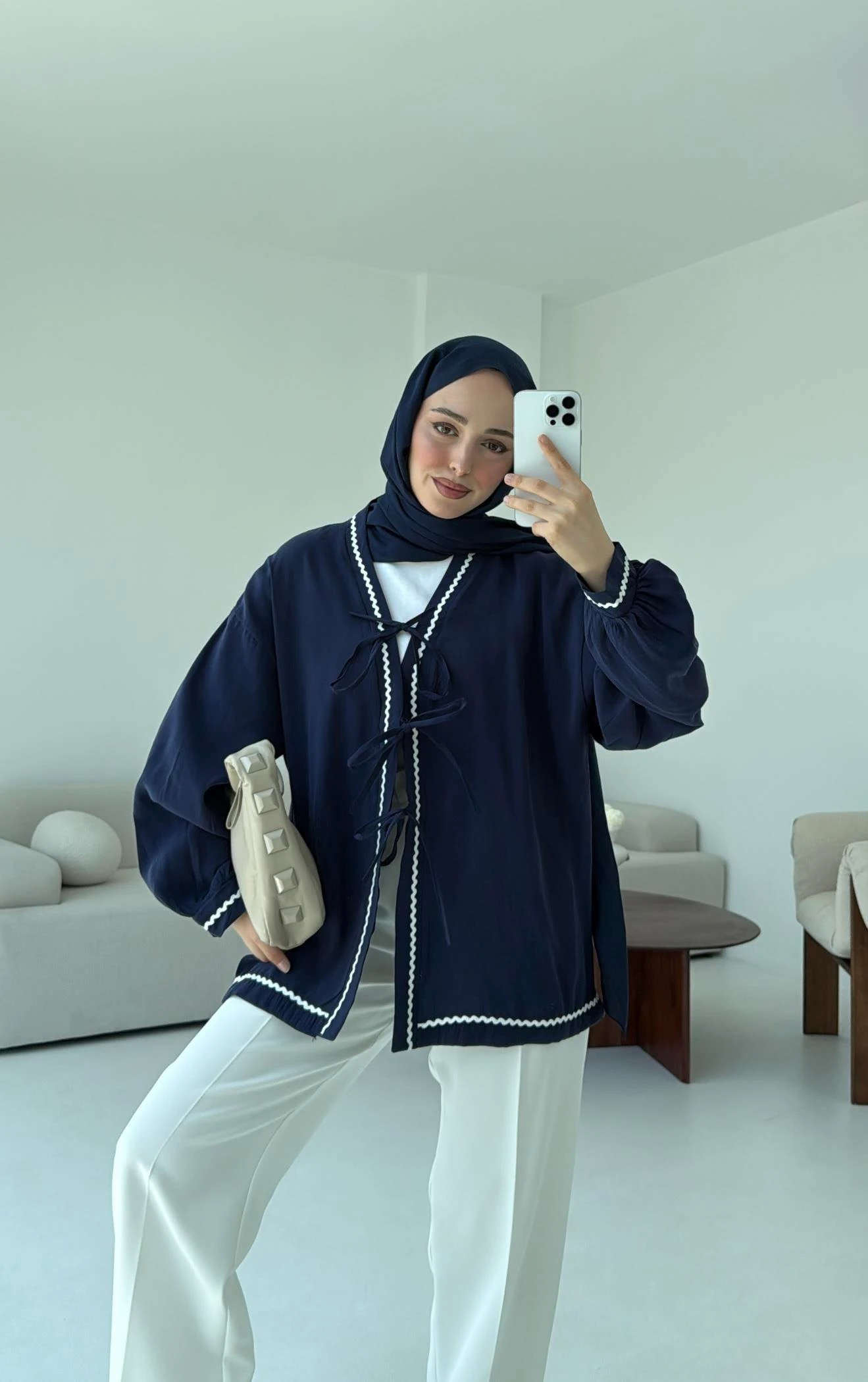 Bağlamalı Dantel Detay Kimono Lacivert