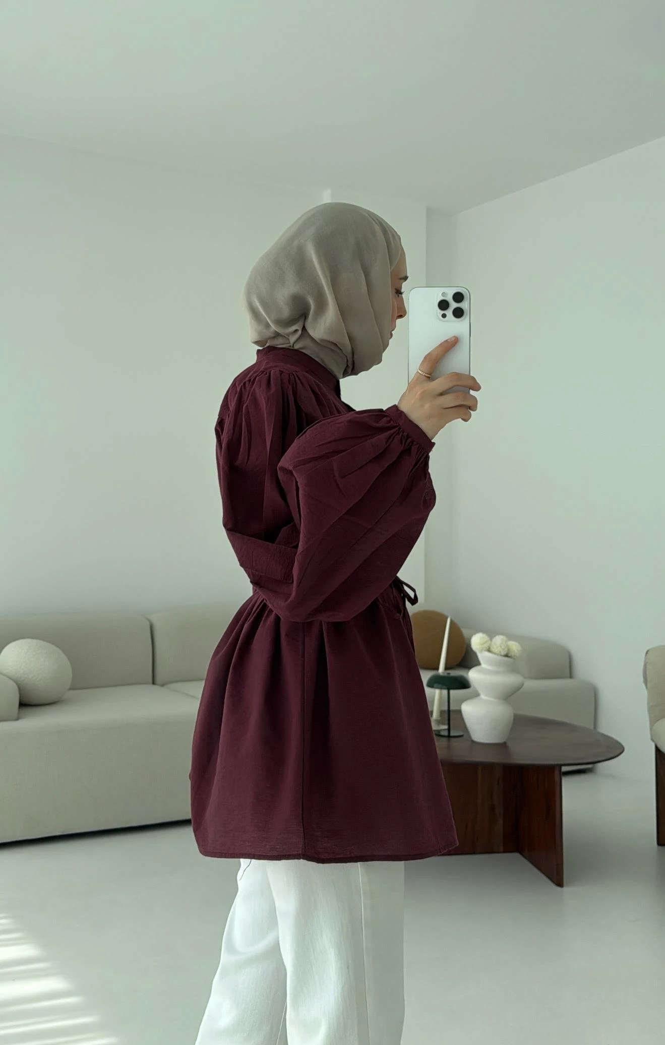 Risa Balon Kol Gömlek Bordo