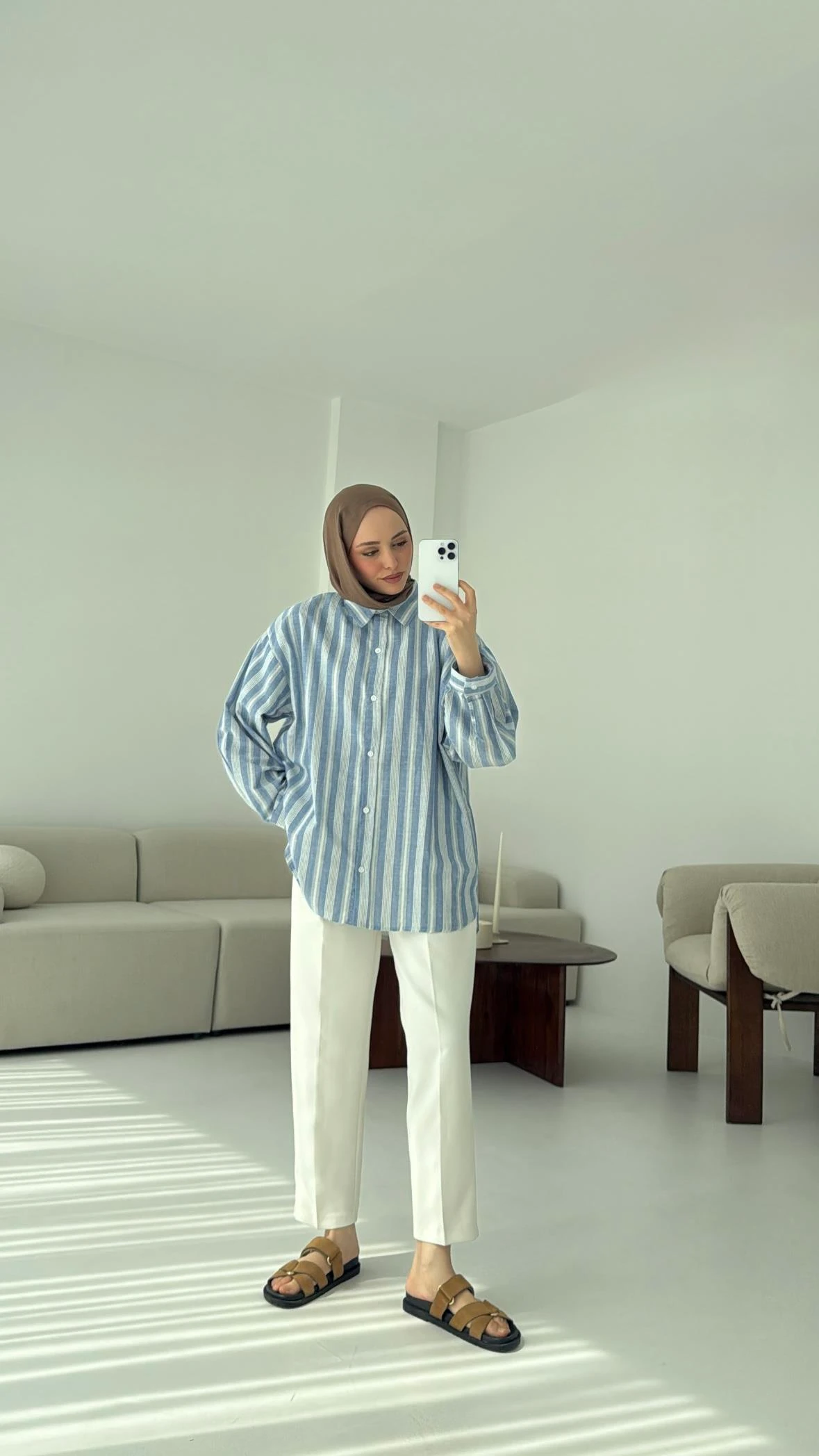 Kalın Çizgili Mavi-Beyaz Gömlek