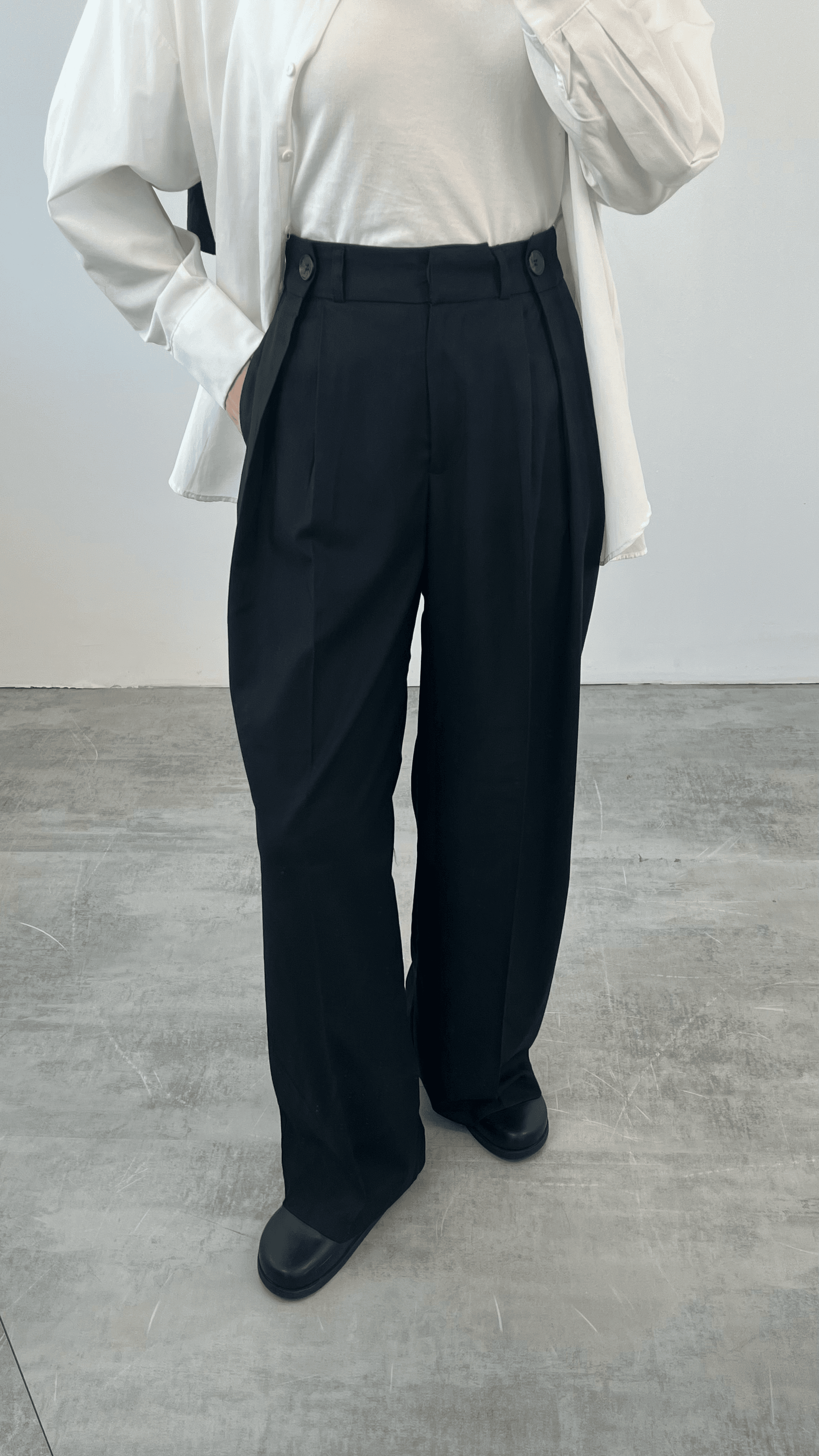 Siyah Bel Detay Palazzo Pantolon