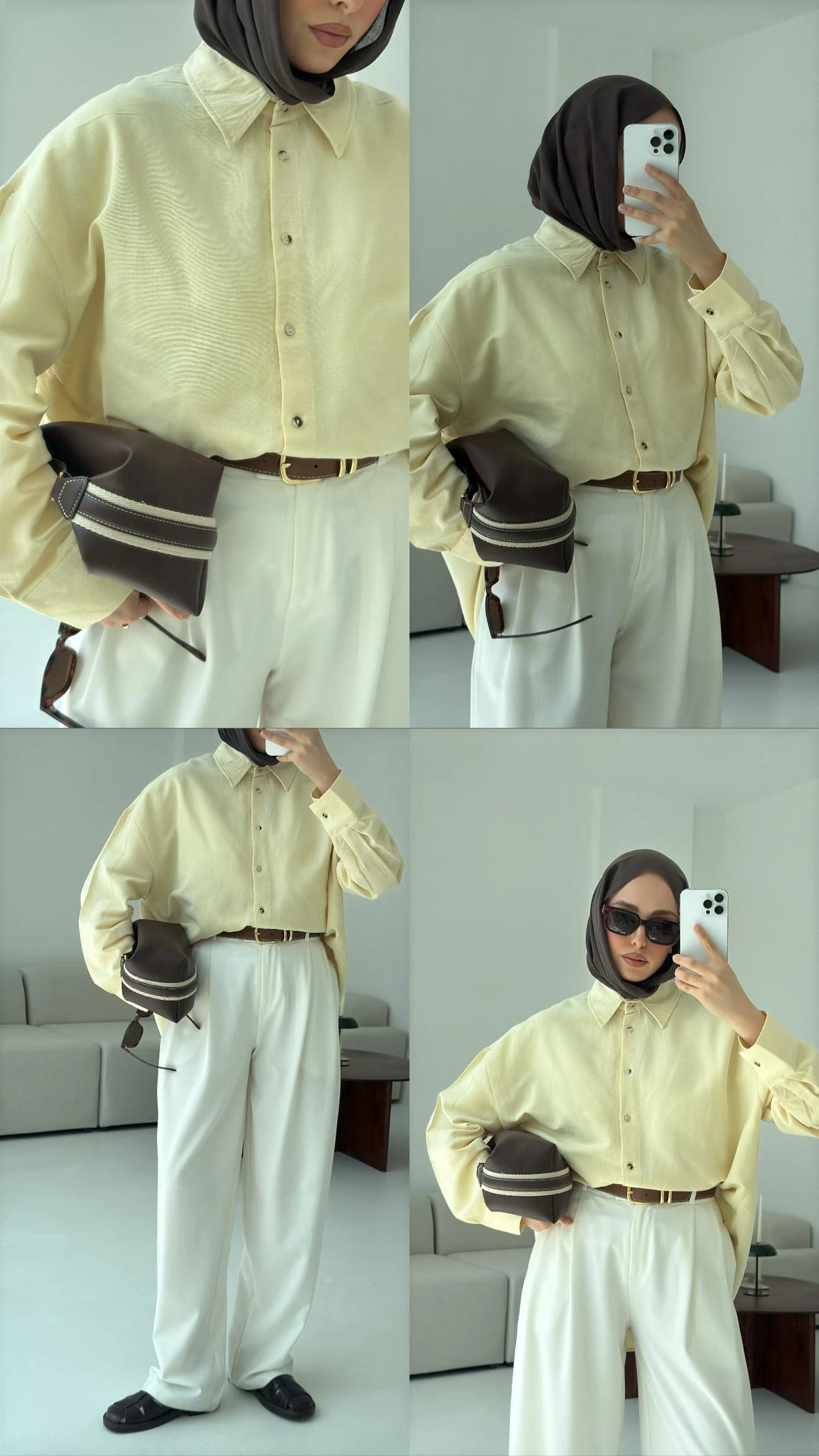 Basic Oversize  Keten Gömlek Sarı