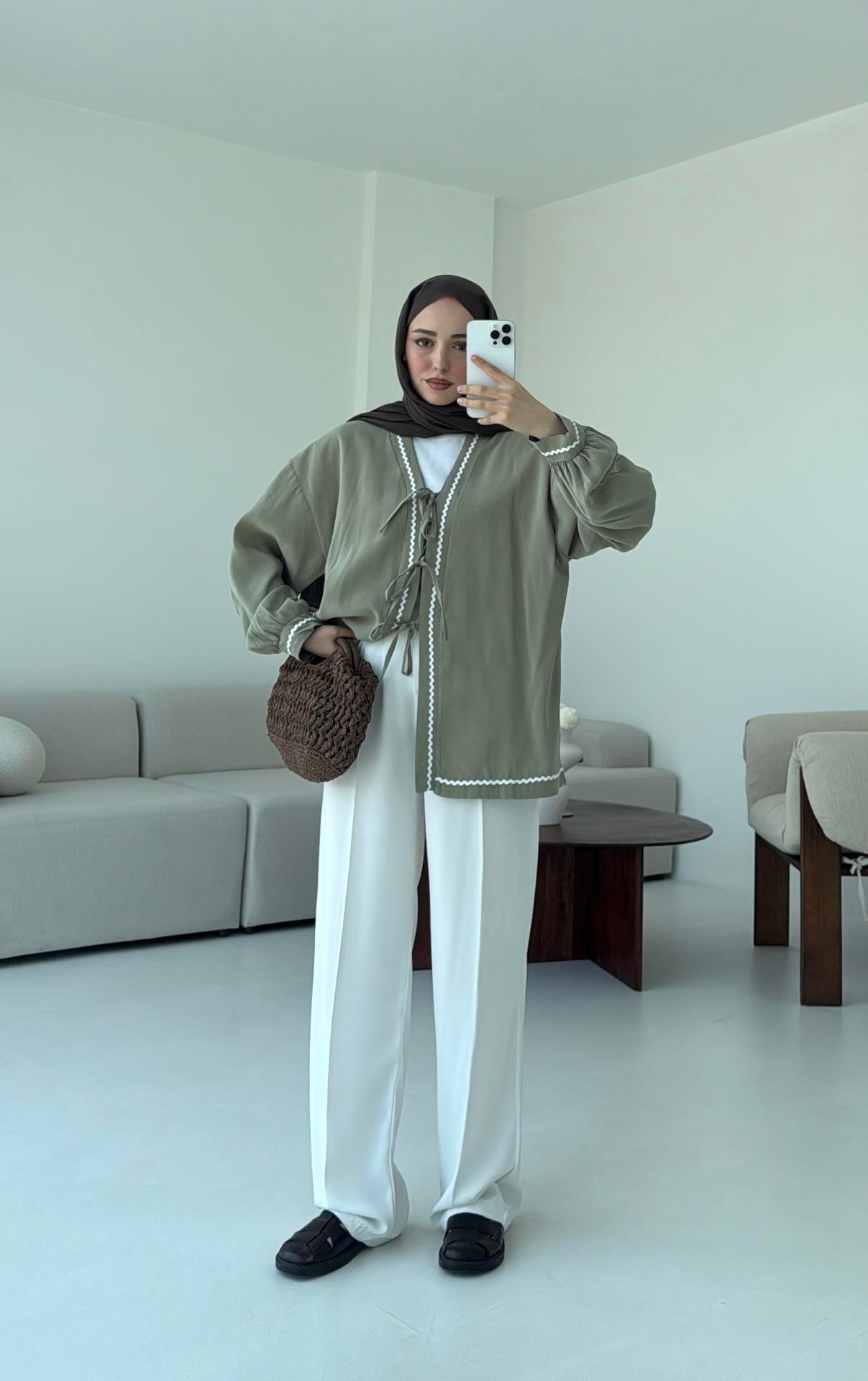 Bağlamalı Dantel Detay Kimono Cağla
