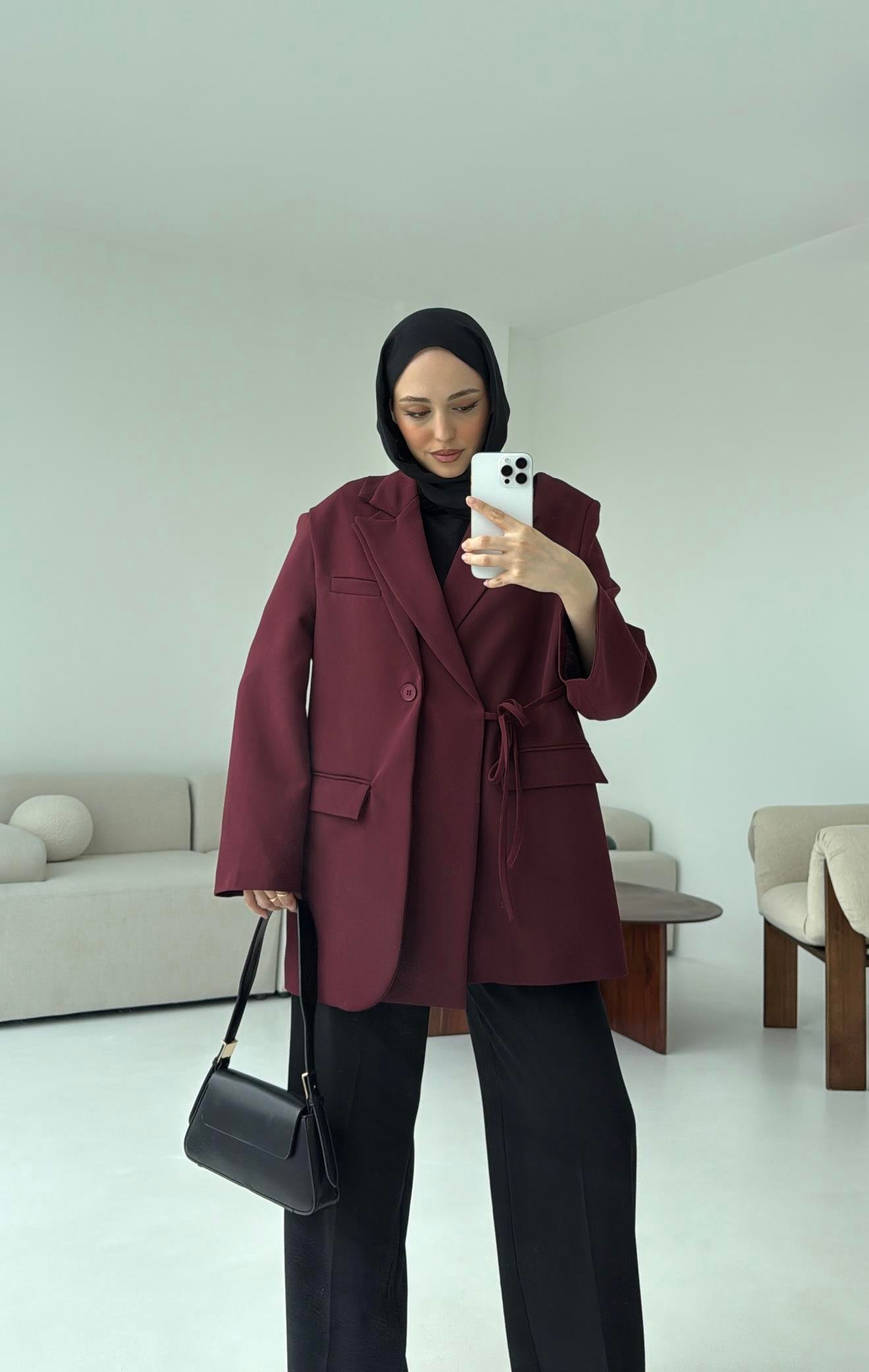Tasarım Blazer Ceket Bordo