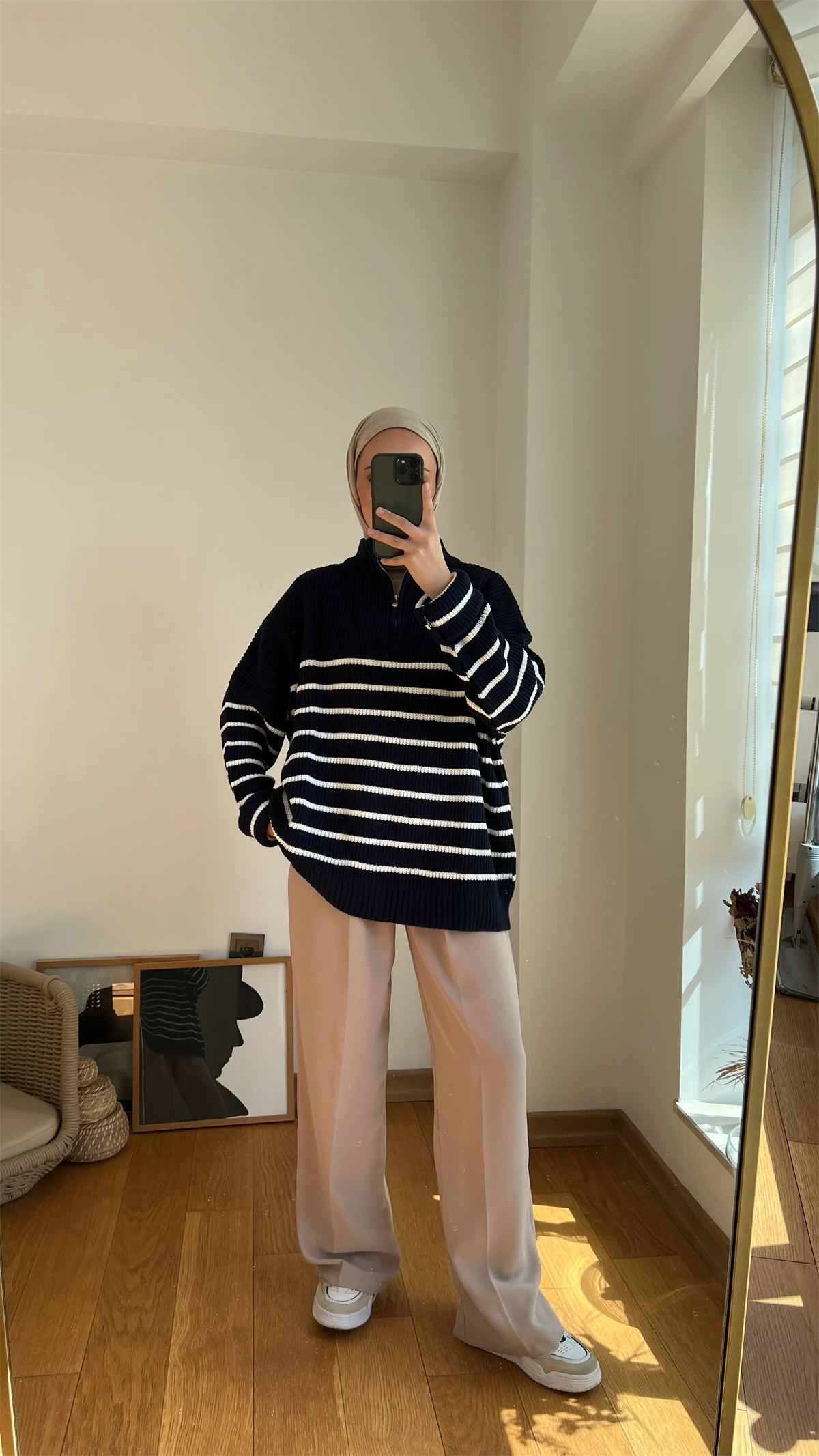 Lacivert Beyaz Triko Kazak