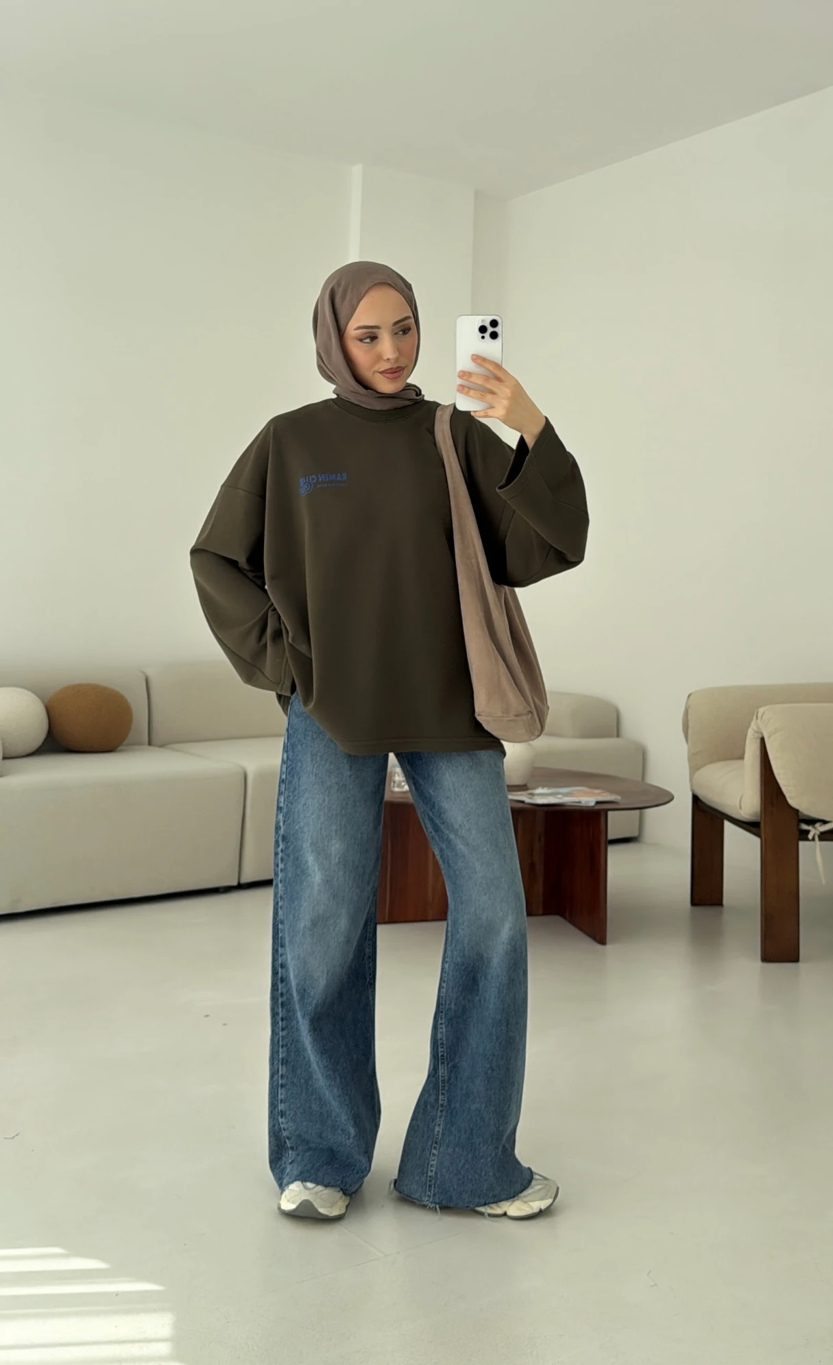 Ramen Baskılı Sweat Haki