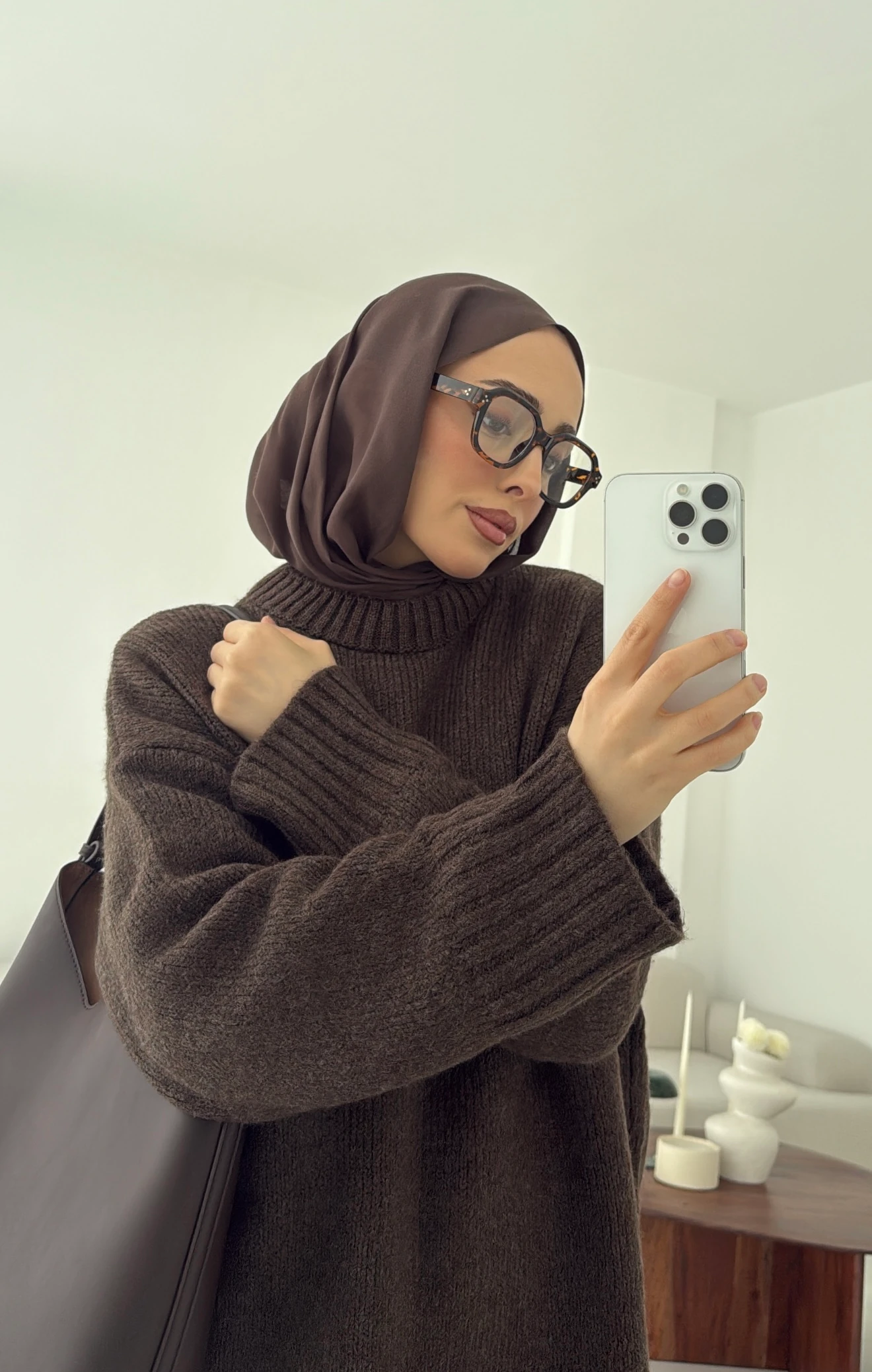 Oversize Soft Triko Kazak Kahve