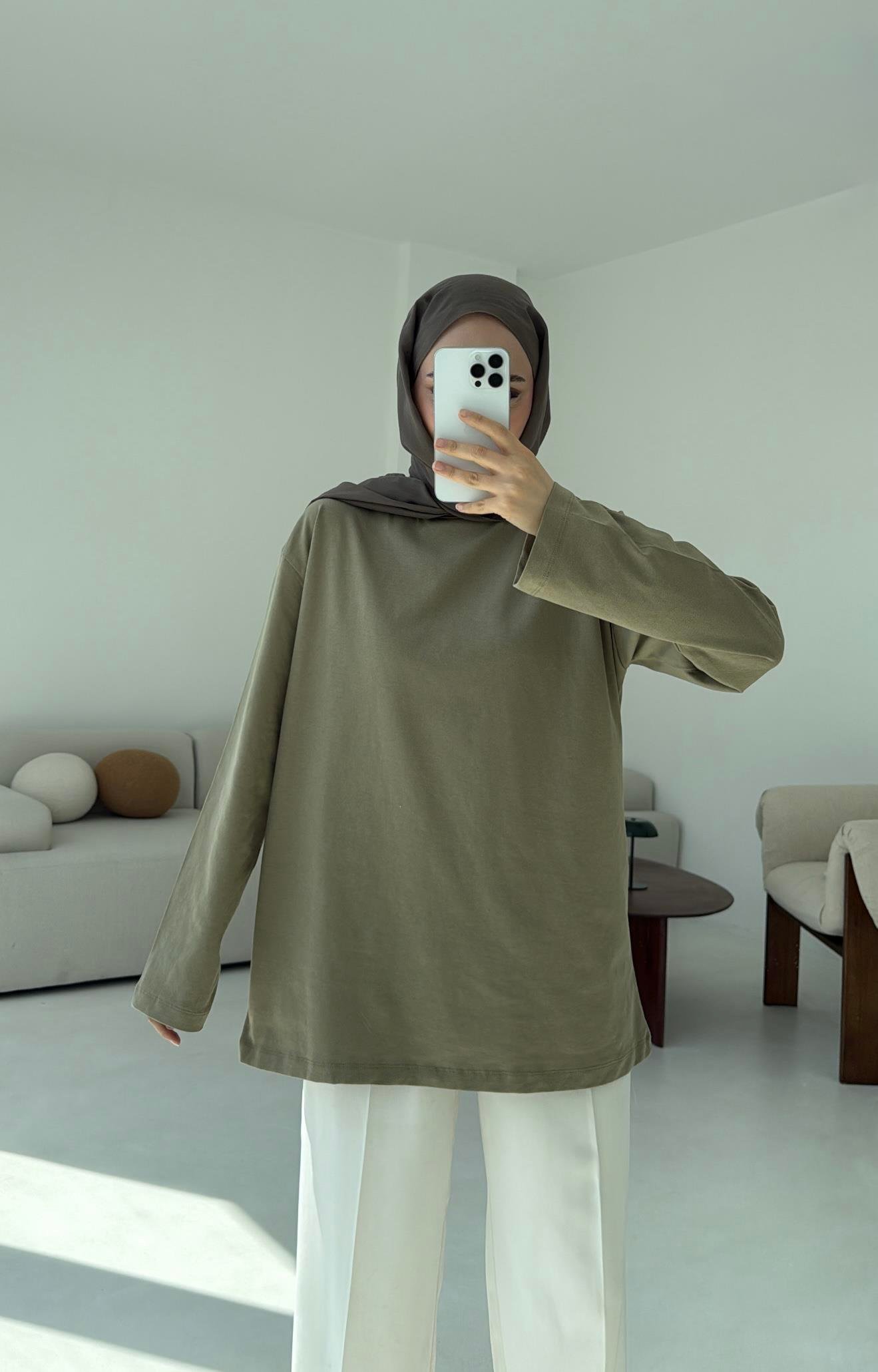 Basıc Sweatshirt Haki