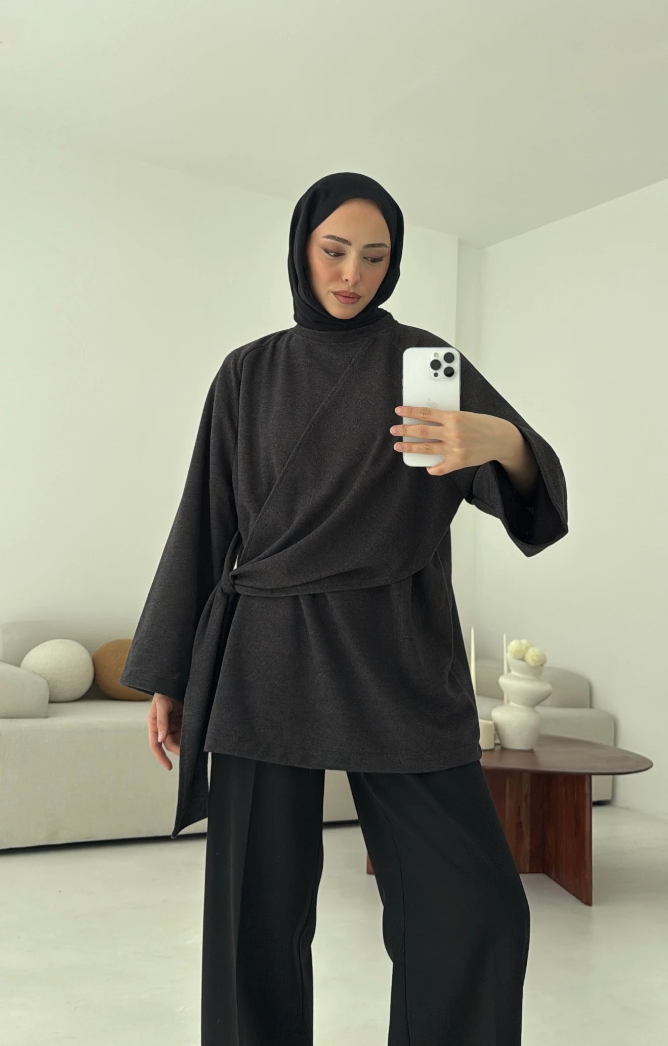 Yandan Şallı Tunik Antrasit 