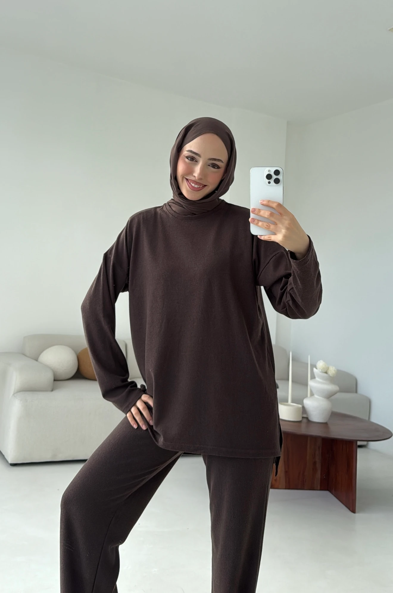 Tunikli Viscon Takım Kahve