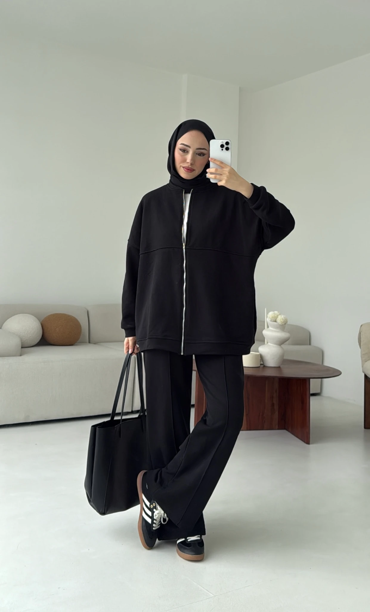 Fermuarlı 3 İplik Takım Siyah