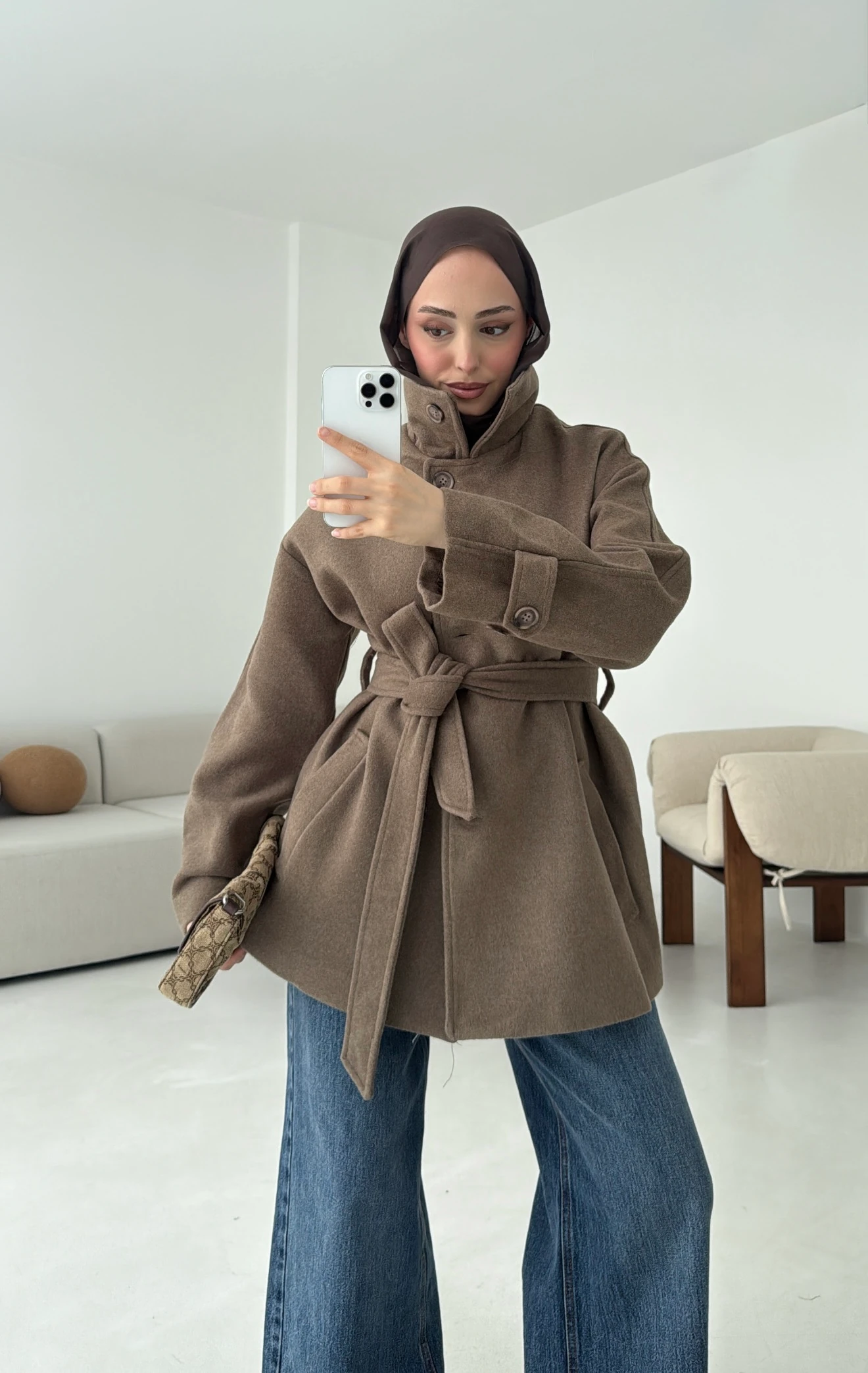 Sütlü Kahve Orta Boy Kaşe Kaban