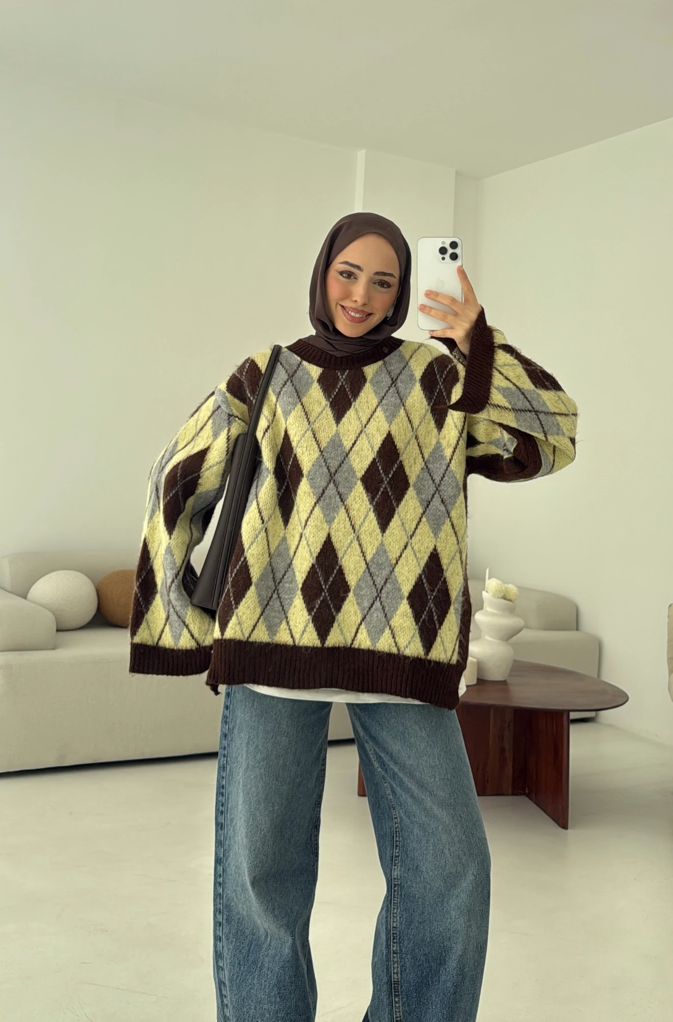 Kolu Yırtmaç Detay Tasarım Kazak Sarı