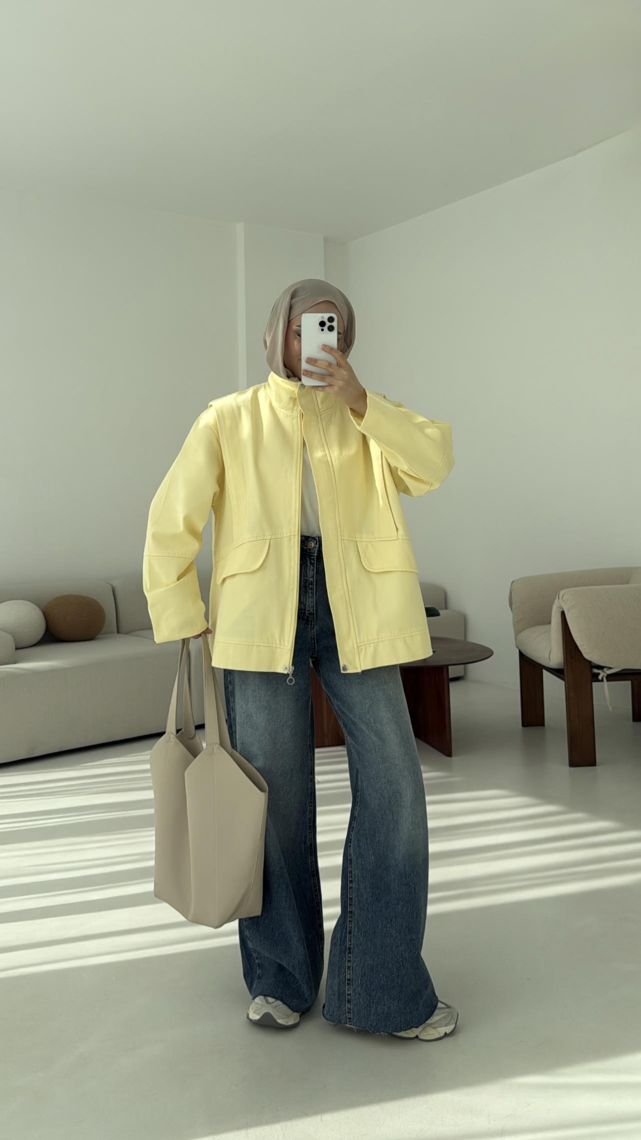 Premium Gabardin Tasarım Ceket  Sarı