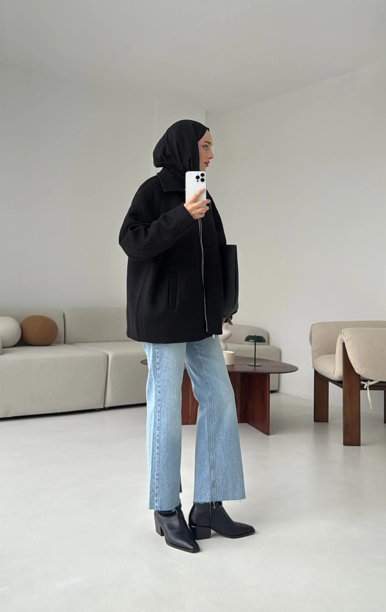 Fermuarlı Premıum Kece Ceket Siyah