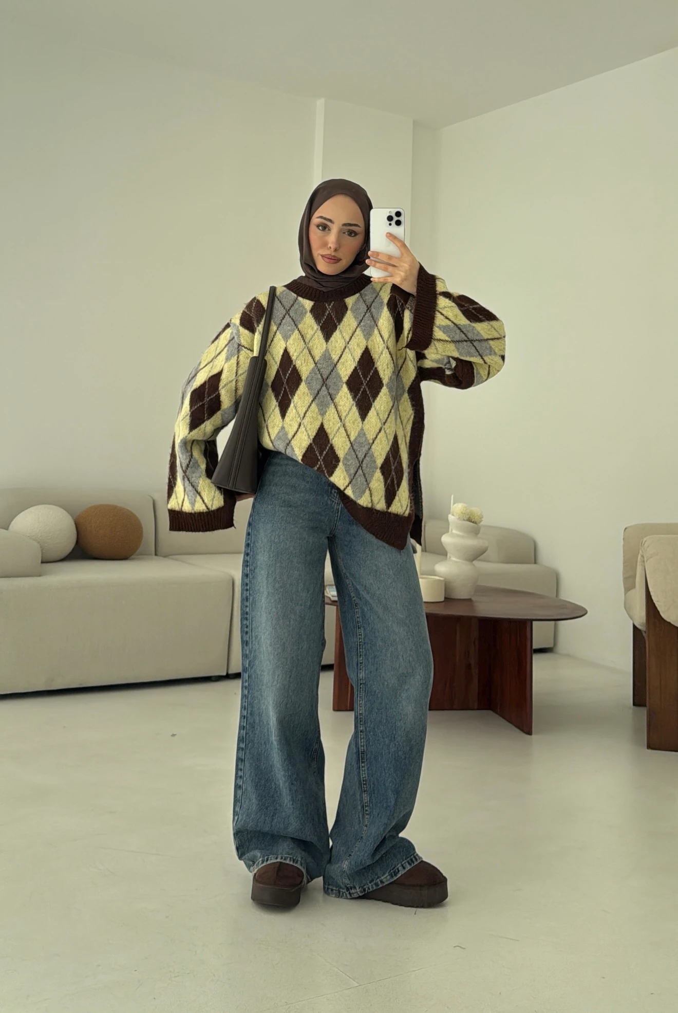 Kolu Yırtmaç Detay Tasarım Kazak Sarı