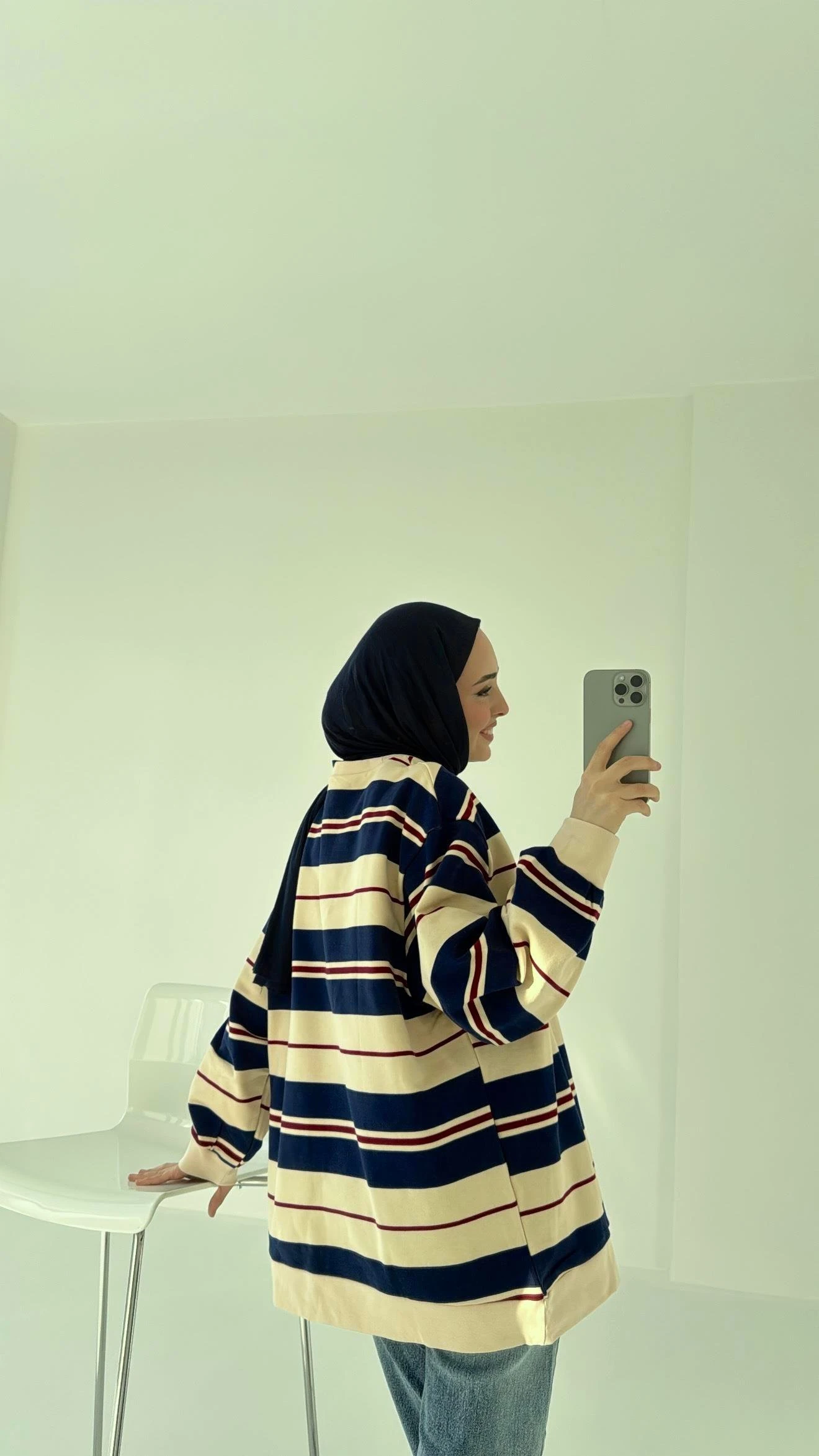Çizgili Oversize Sweatshirt