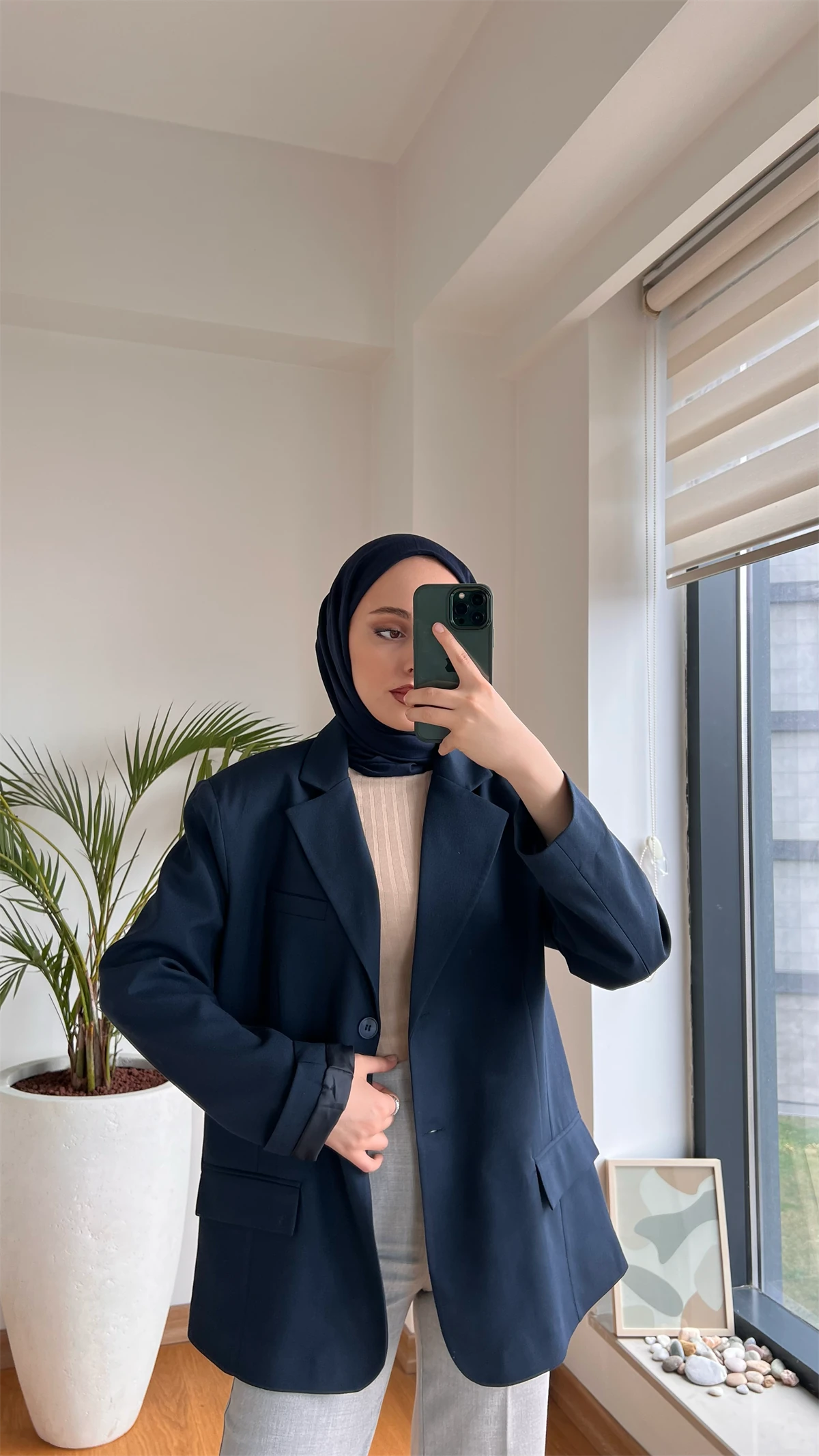 Oversize Kesim Blazer Ceket Lacivert