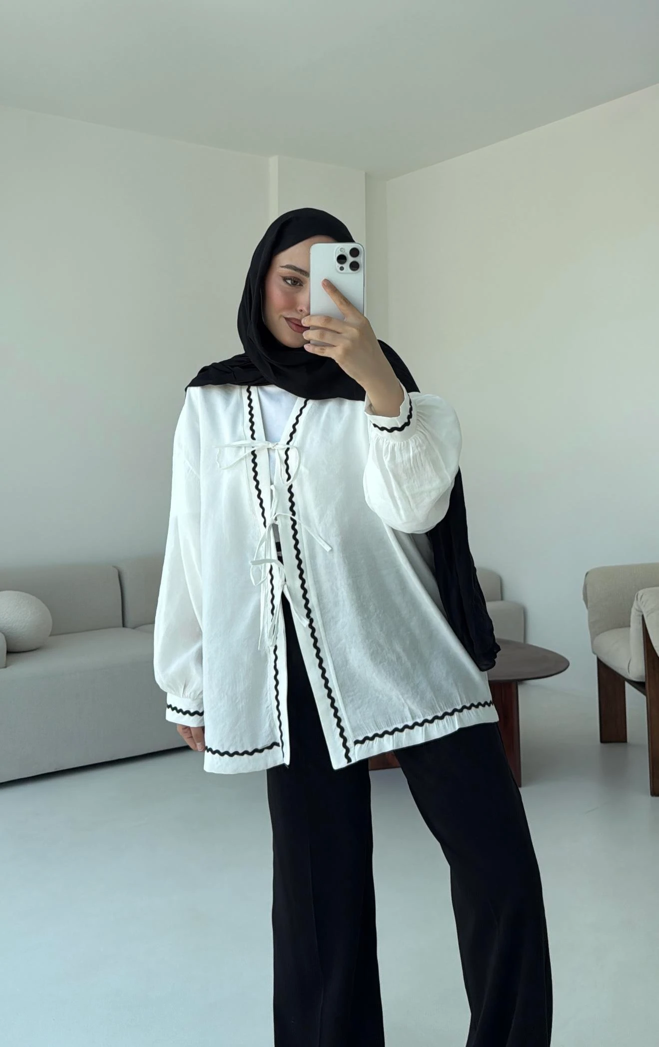 Bağlamalı Dantel Detay Kimono Beyaz