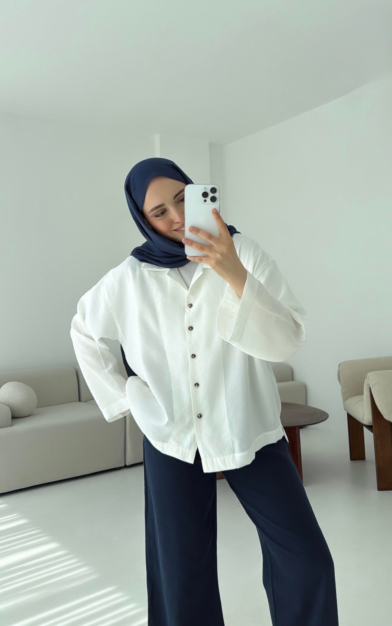 Oversize Gömlek Beyaz
