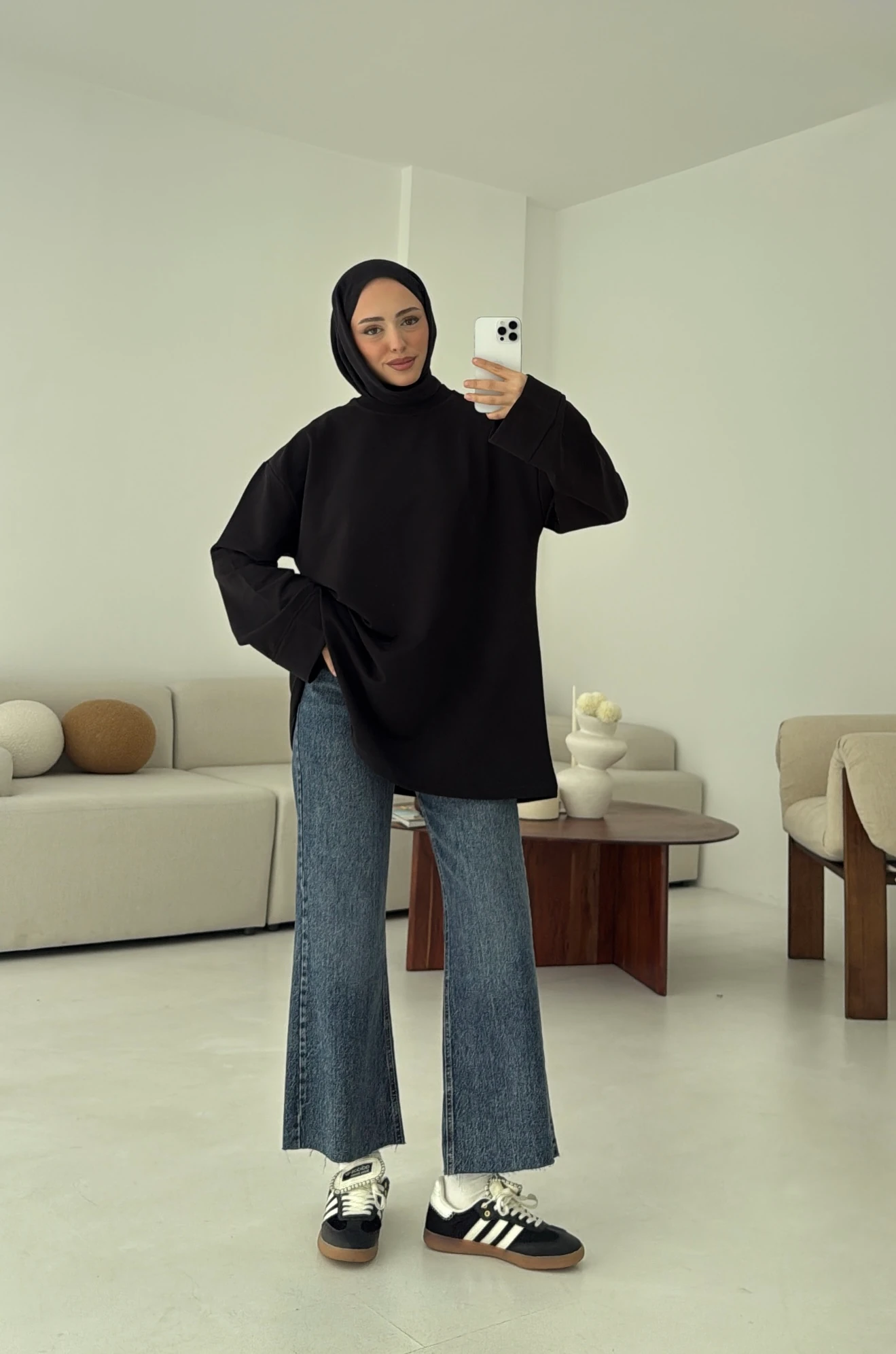 Dikiş Detay Basic Sweat Siyah