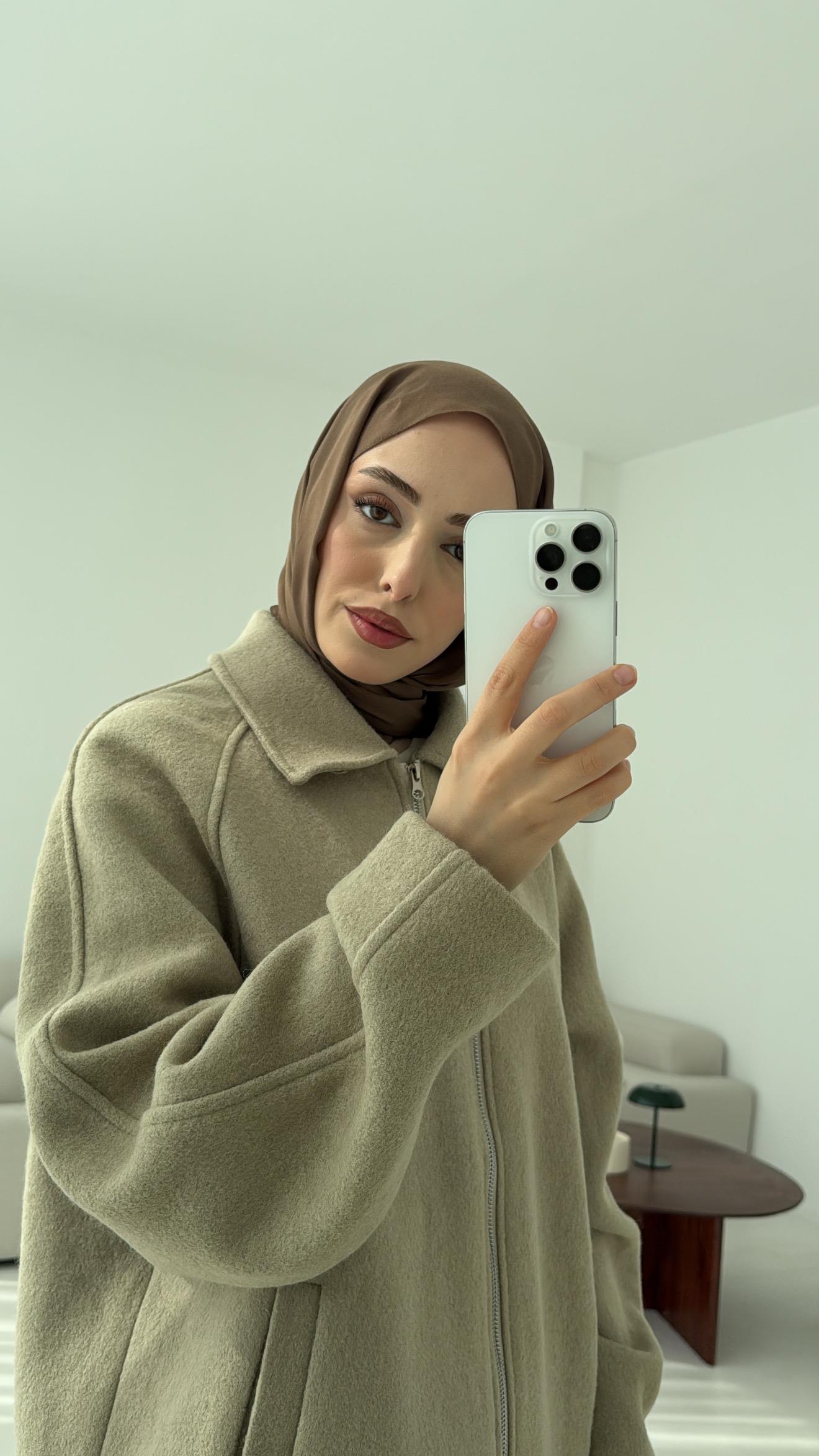 Fermuarlı Premıum Kece Ceket Küf Yeşili