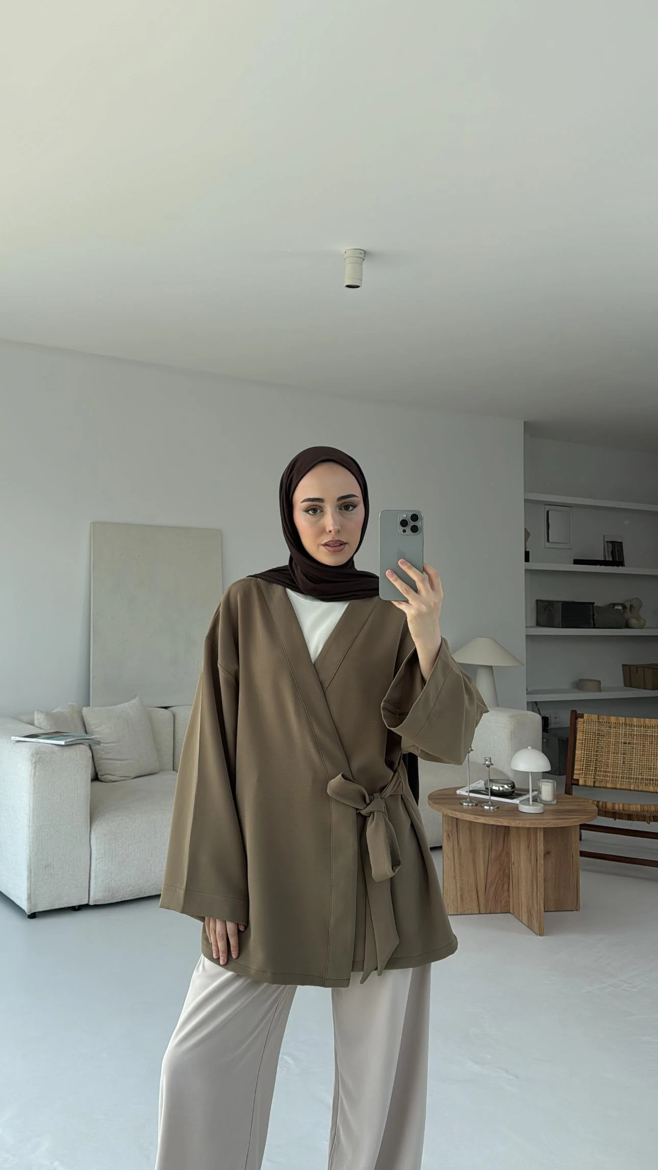 Krep Yandan Bağlama Kimono Yeşil