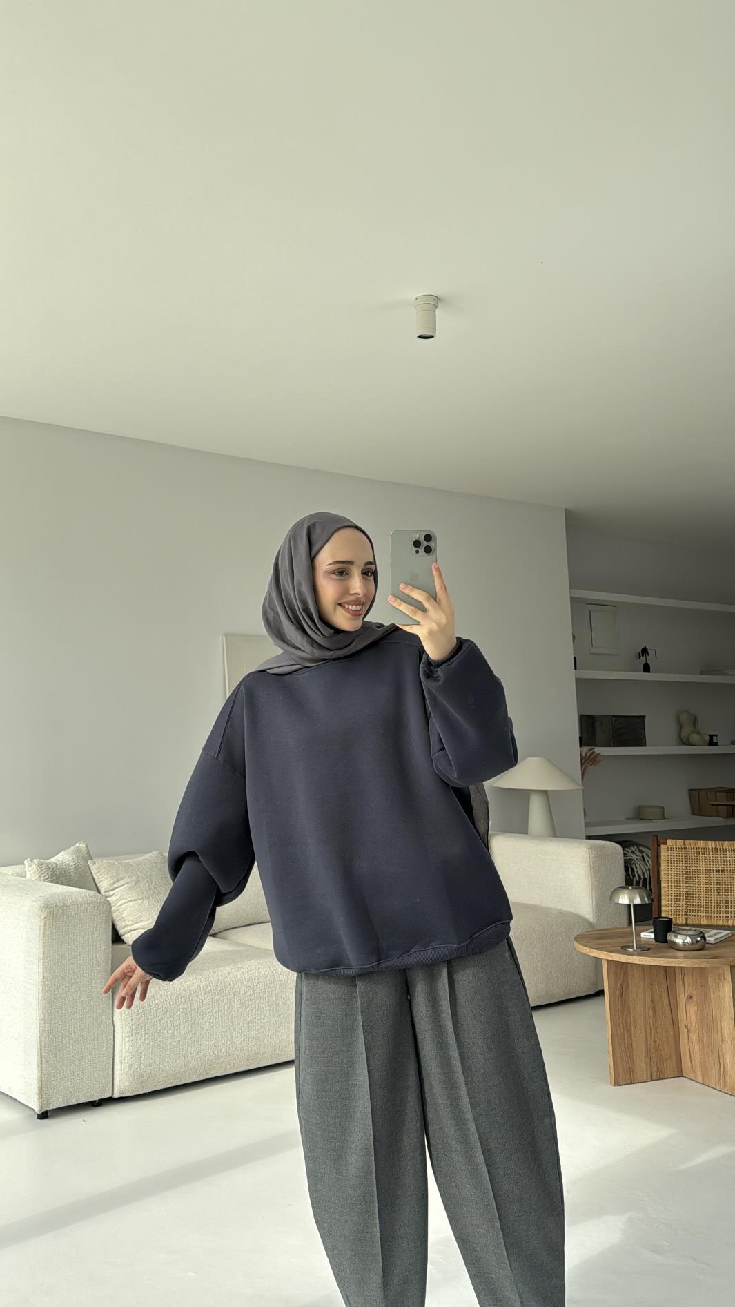 Oversize Antrasit Sweatshırt