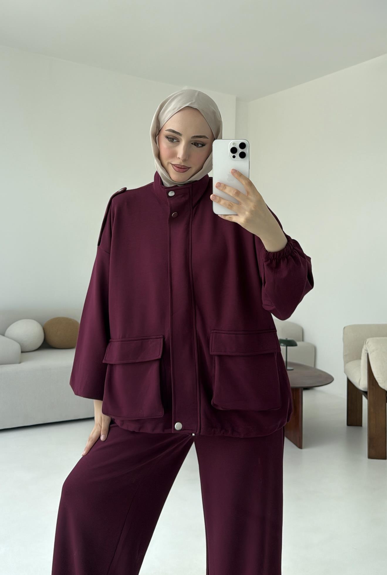 Omuz Apoletli Takım Bordo