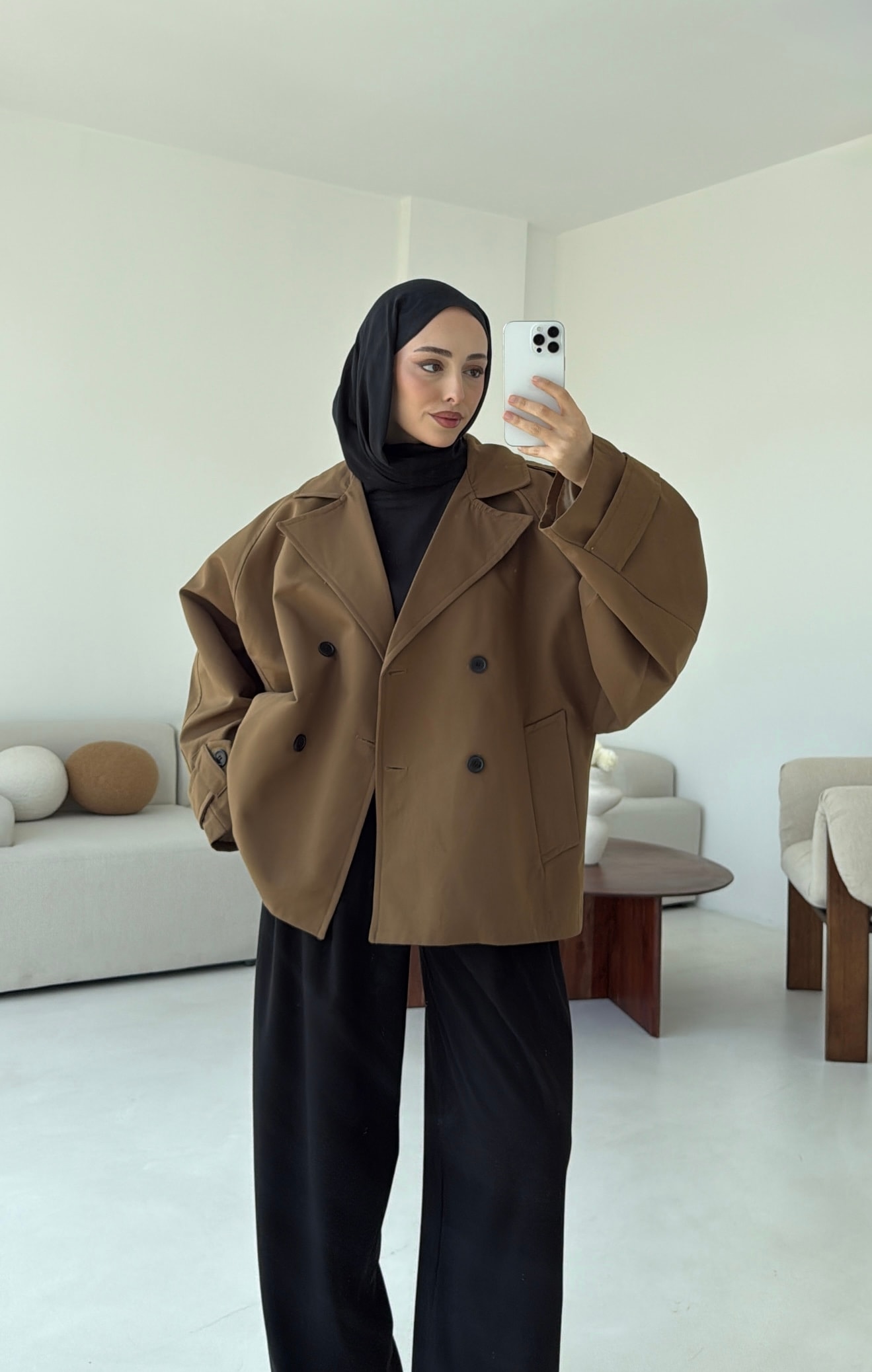 Geniş Kol Oversize Trençkot Olive