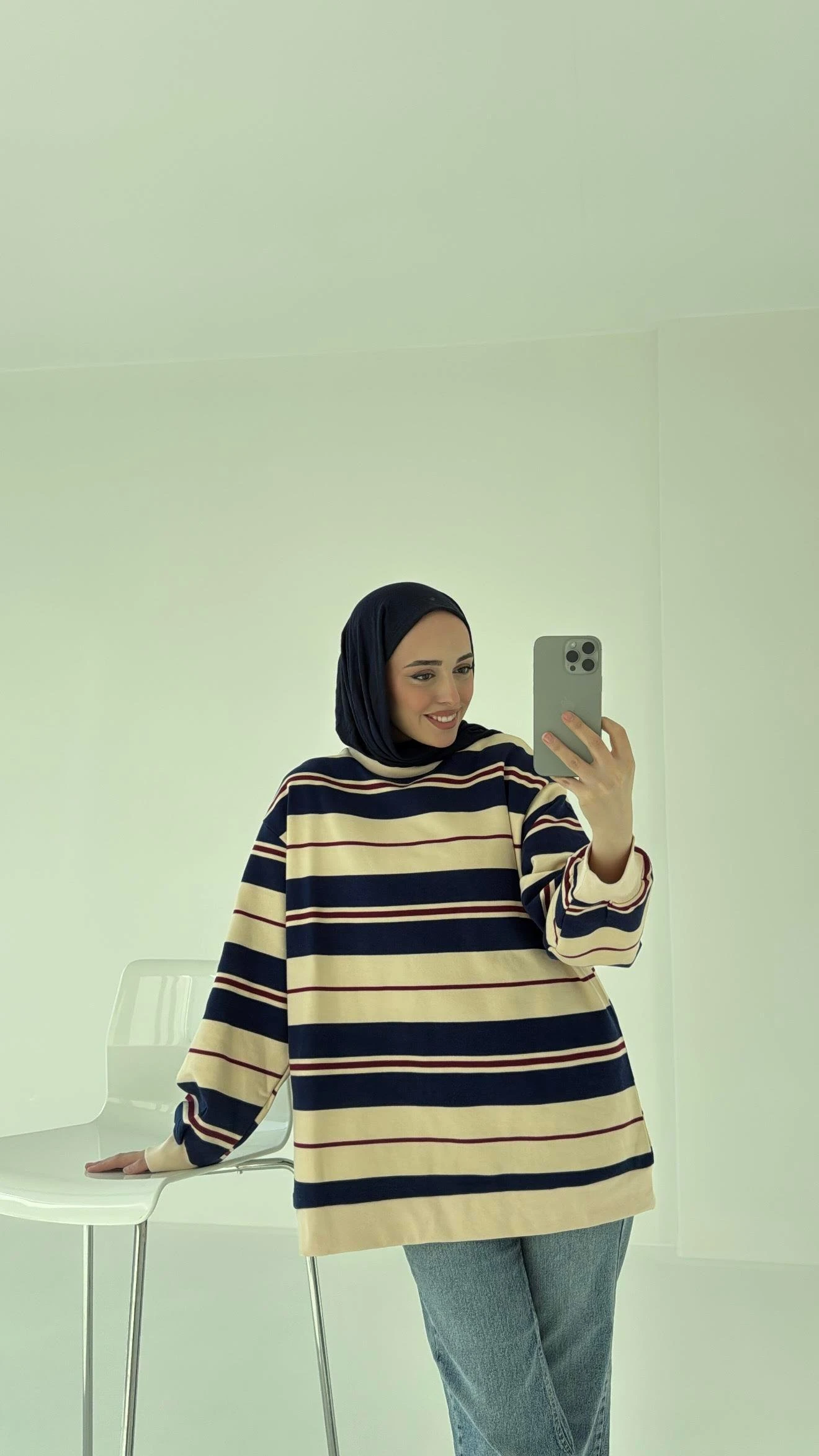 Çizgili Oversize Sweatshirt