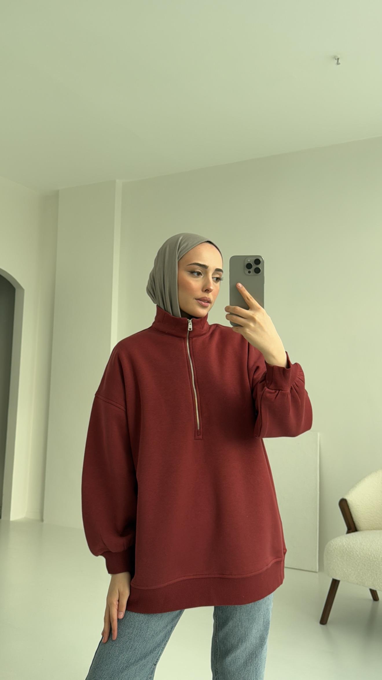 Yarım Zip Sweatshirt
