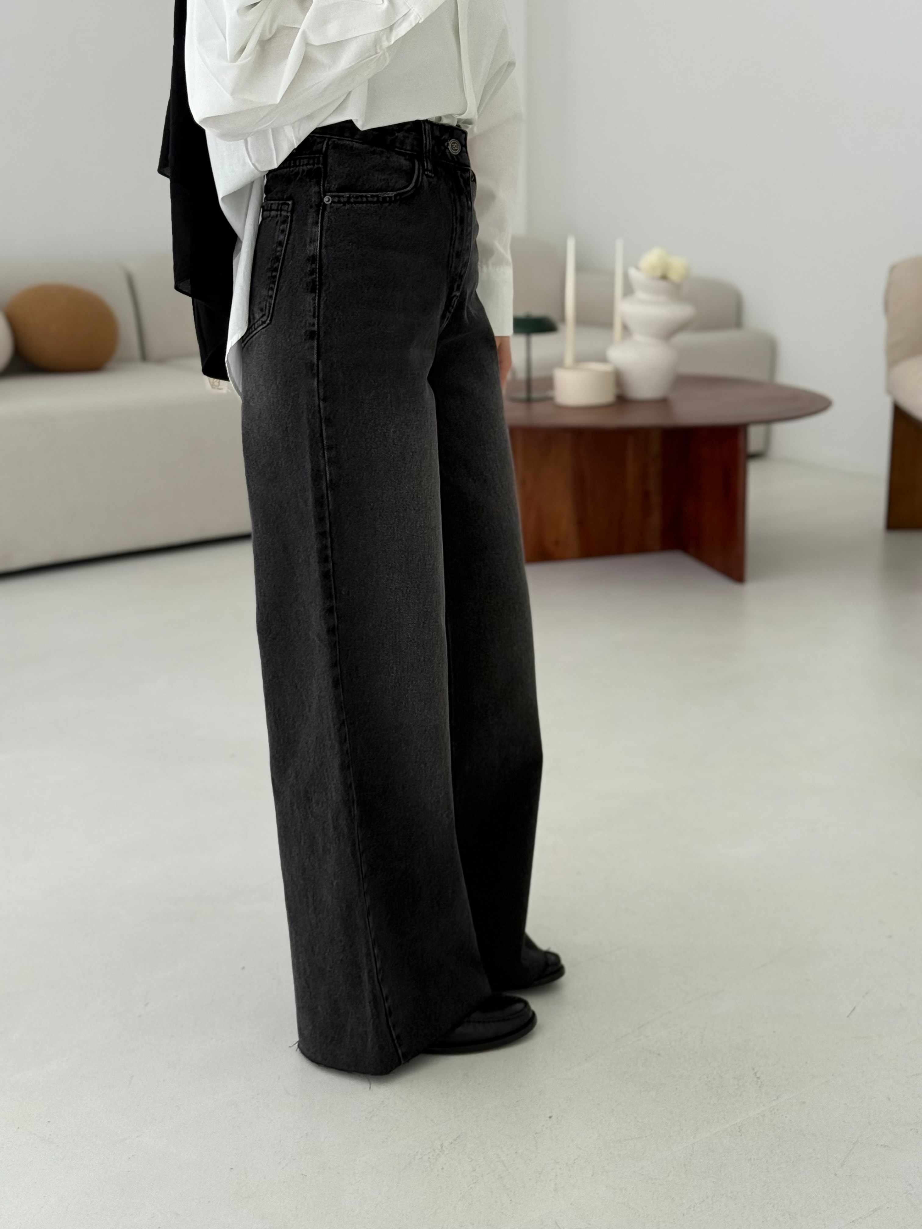 Wide Leg Yıkamalı AntarsitPantolon