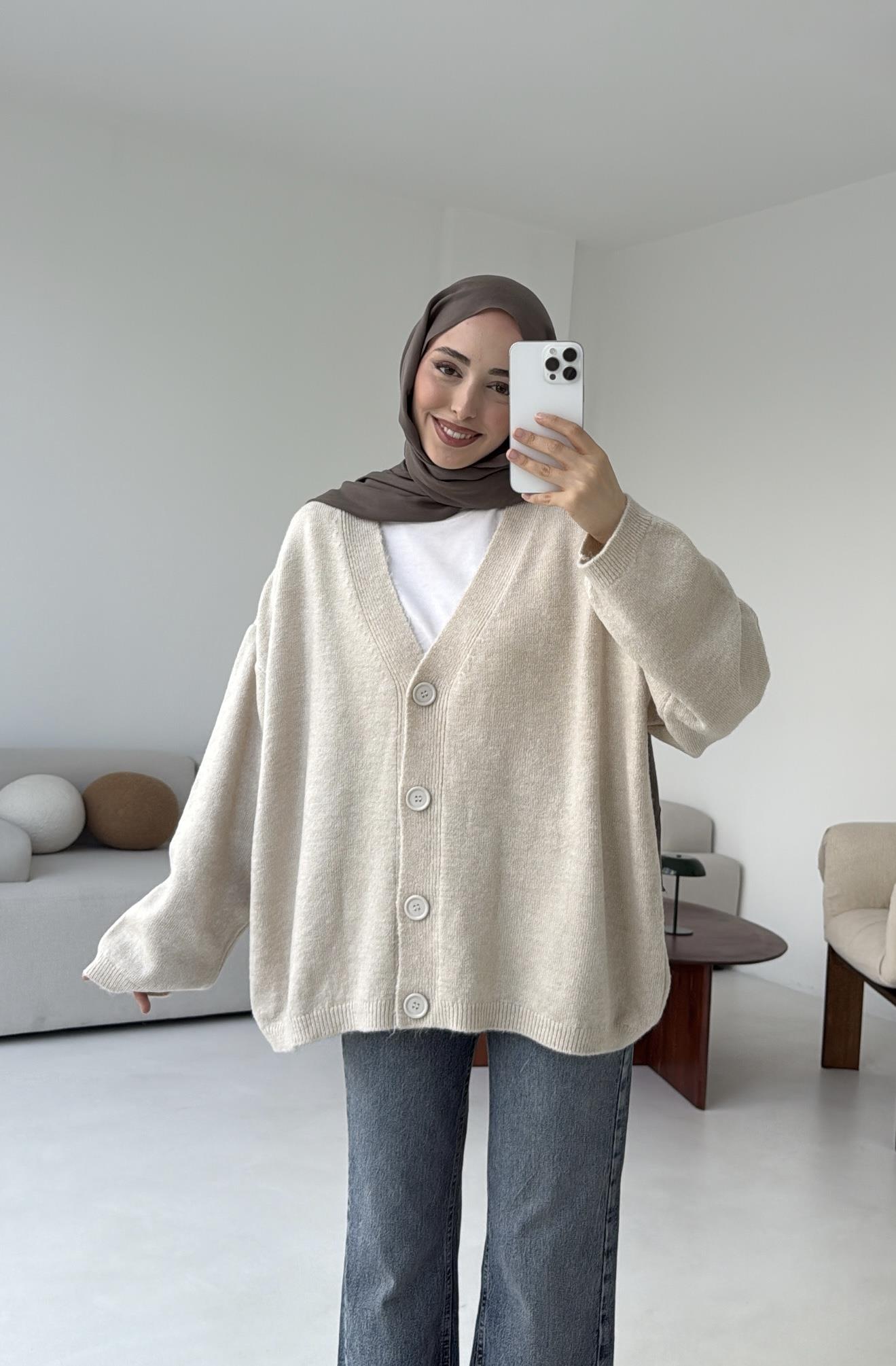 Oversize Yünlü Kazak Taş