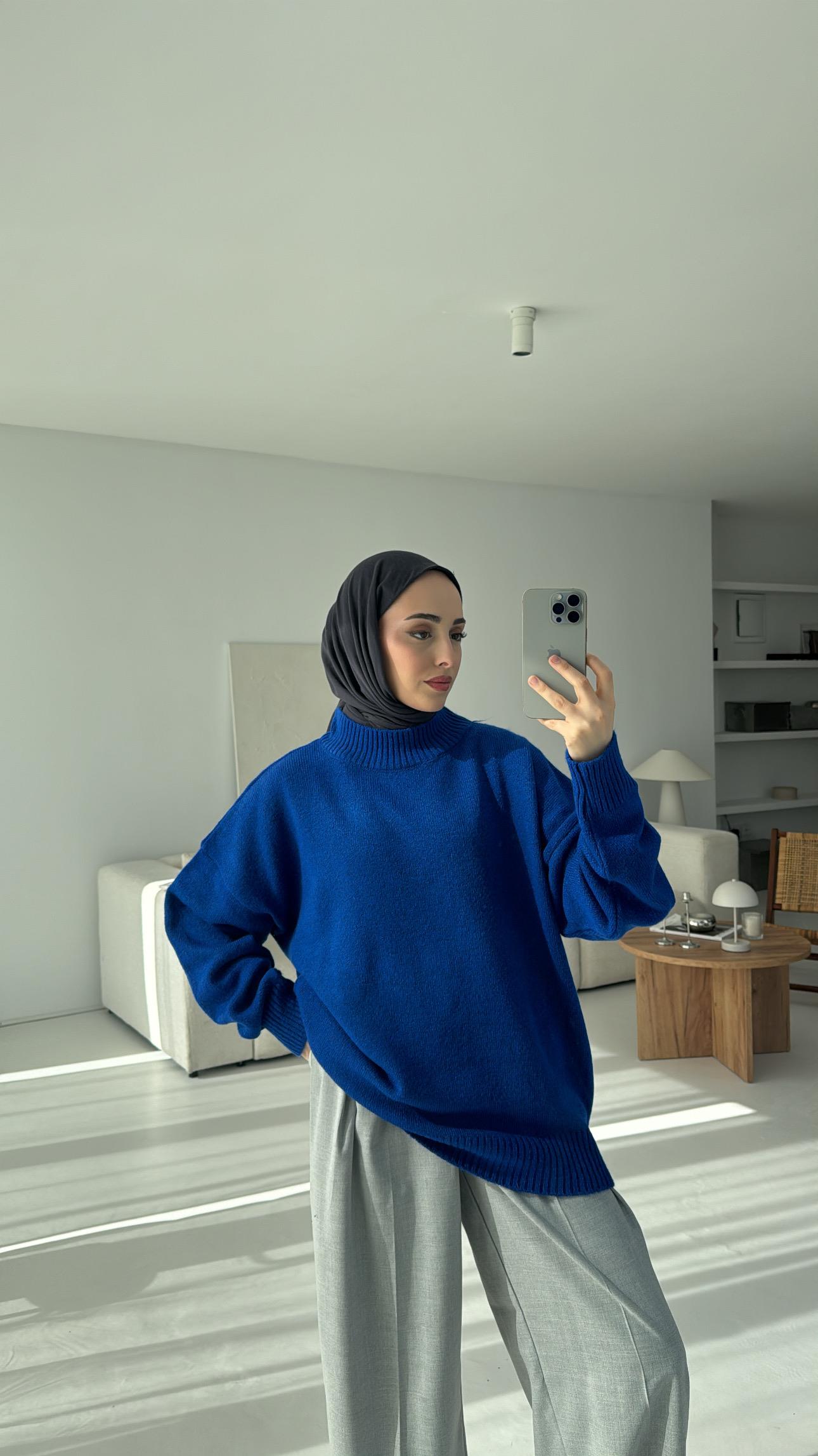 Yumuşak Triko Kazak Mavi