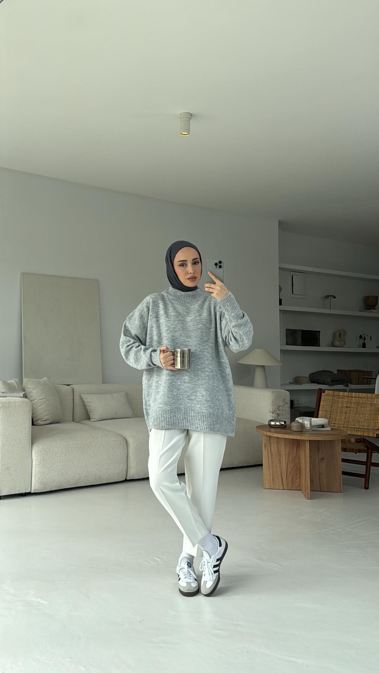 Yumuşak Triko Kazak Gri